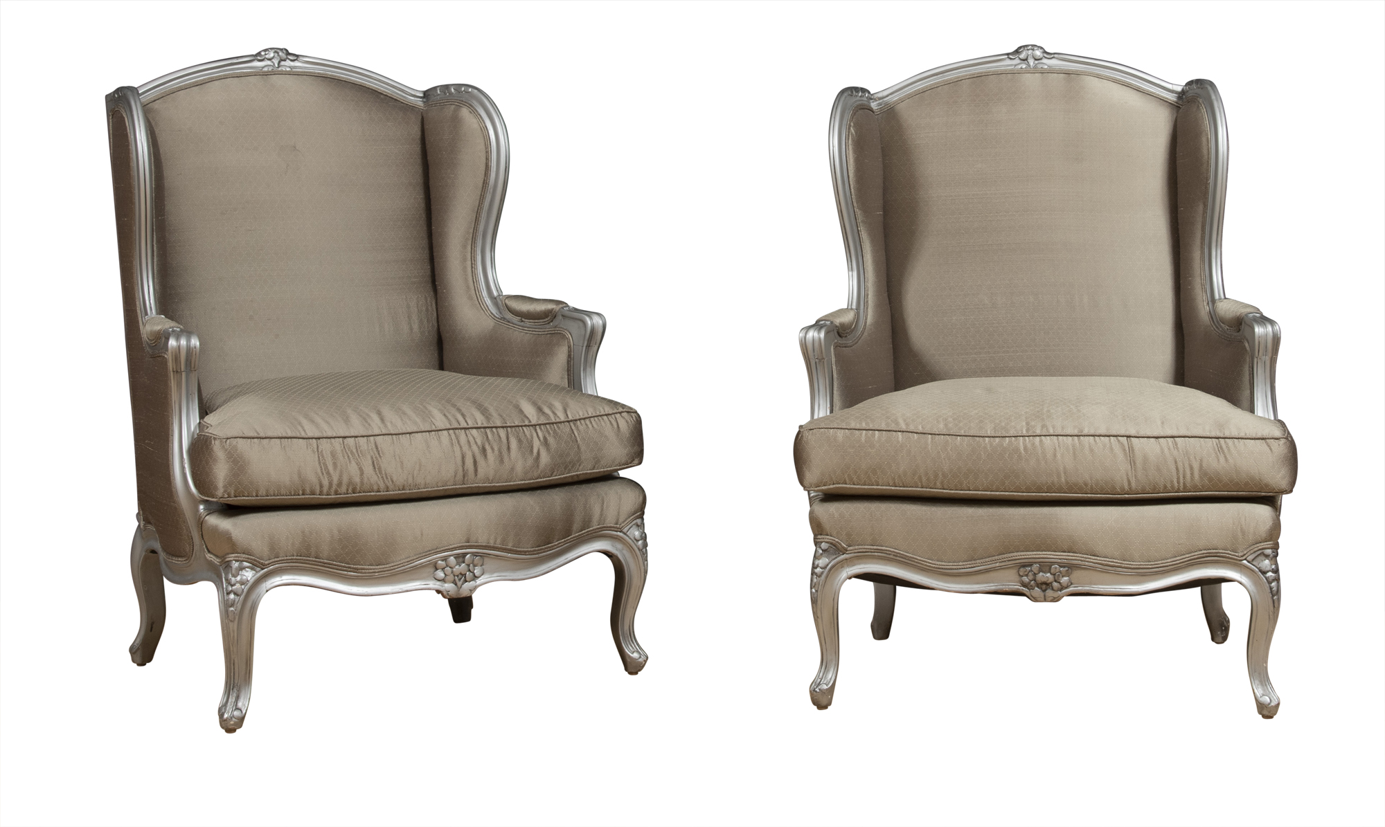 Lot image - Pair of Louis XV Style Painted Wood Bergères à LOreilles