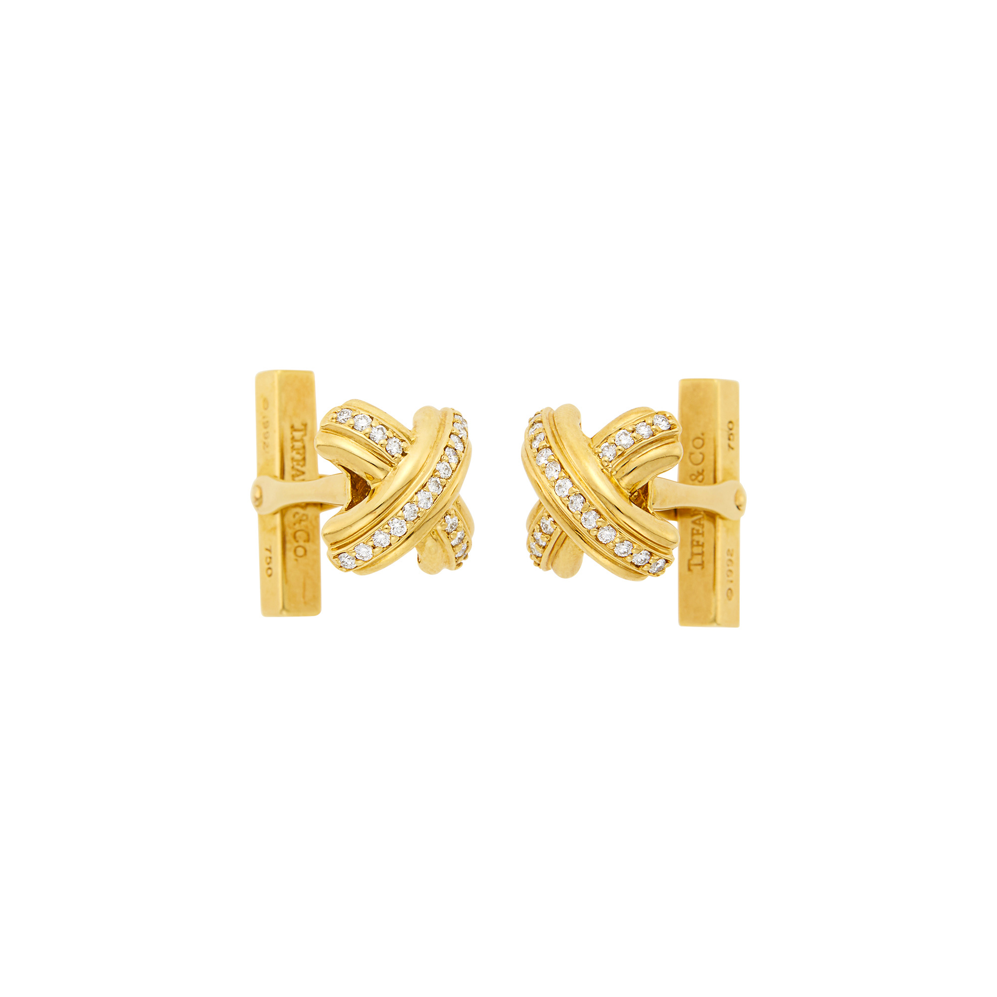 Lot image - Tiffany & Co. Pair of Gold and Diamond X Cufflinks