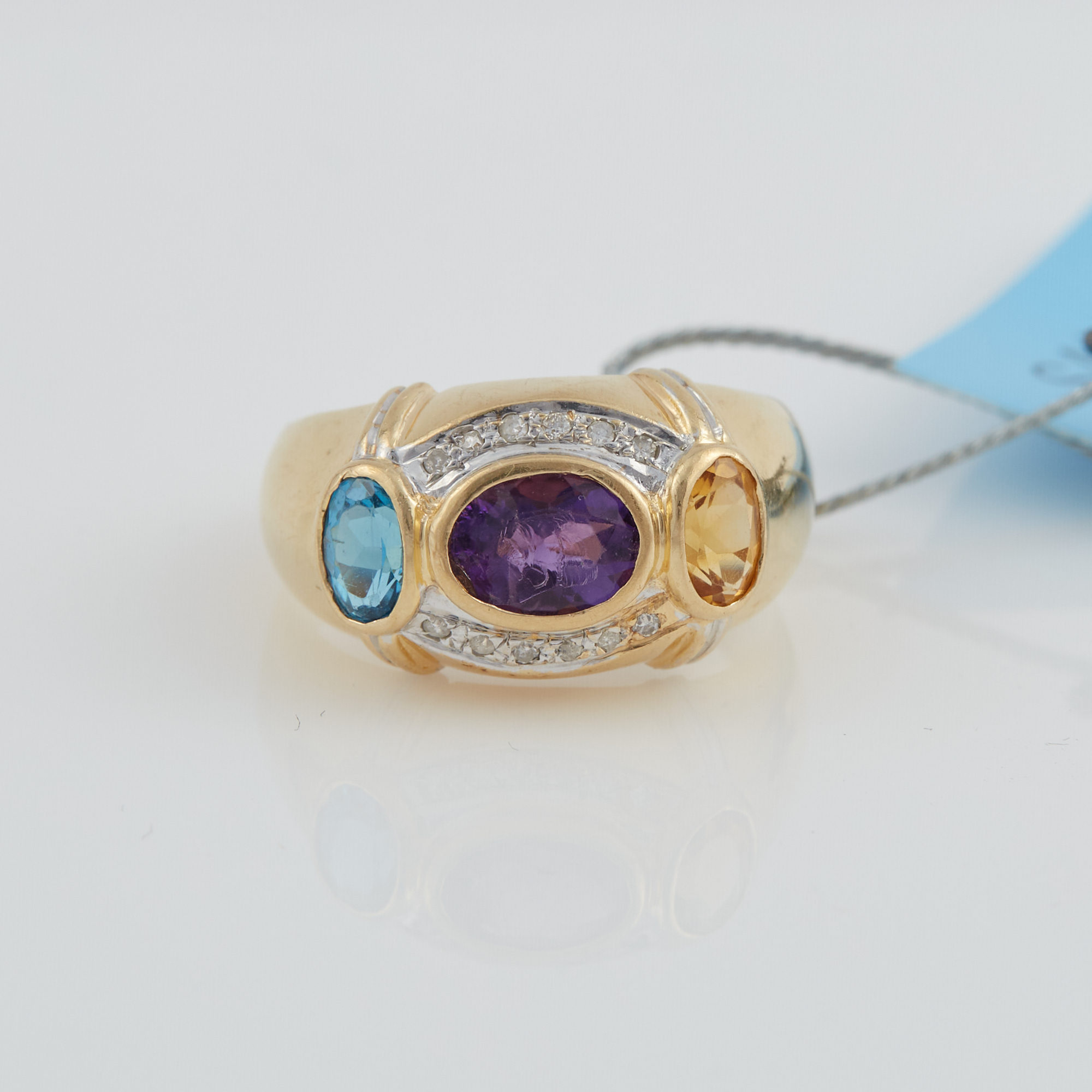 Lot image - Diamond and Stone Ring, 14K 4 dwt. all, stones damaged