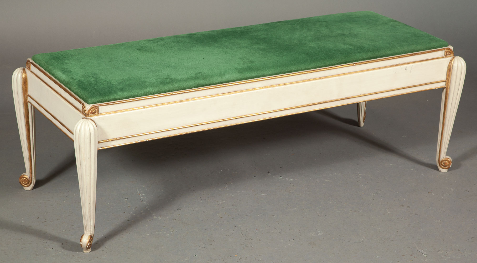 Lot image - Parish Hadley Designed Art Deco Style Painted and Parcel-Gilt Long Bench