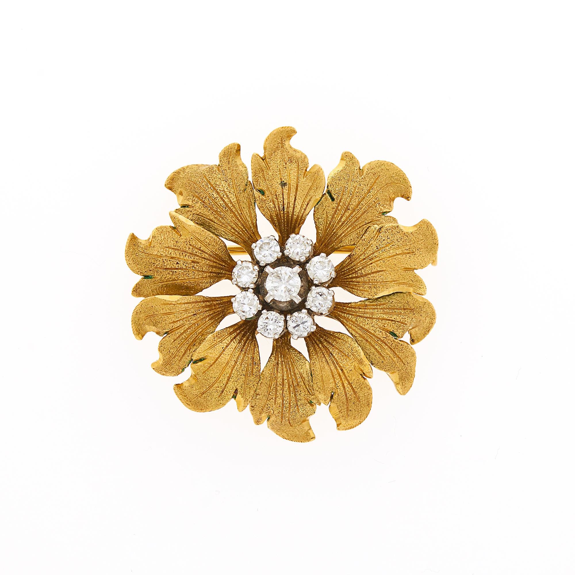Lot image - Gold and Diamond Flower Brooch