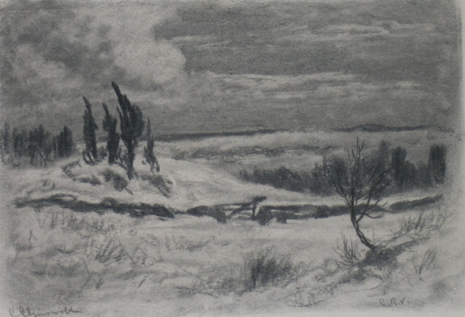 Lot image - Casimir Clayton Griswold American, 1834-1918 (i) WINTER (ii) ITALY (iii) CYPRESS (iv) ROAD TO THE KEEP (v) ITALIAN SKY: FIVE