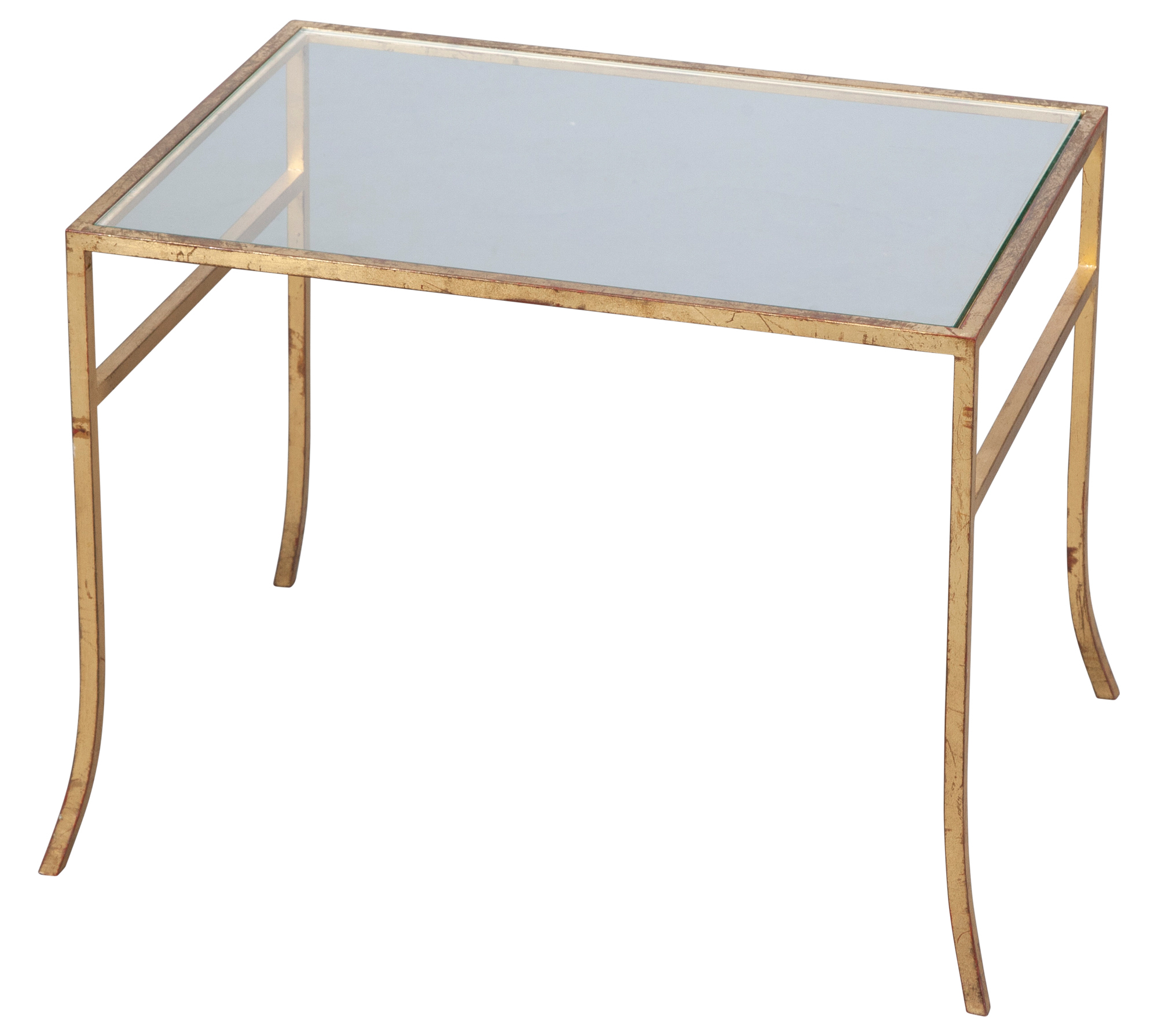 Lot image - Gilt-Iron Glass-Top Low Table