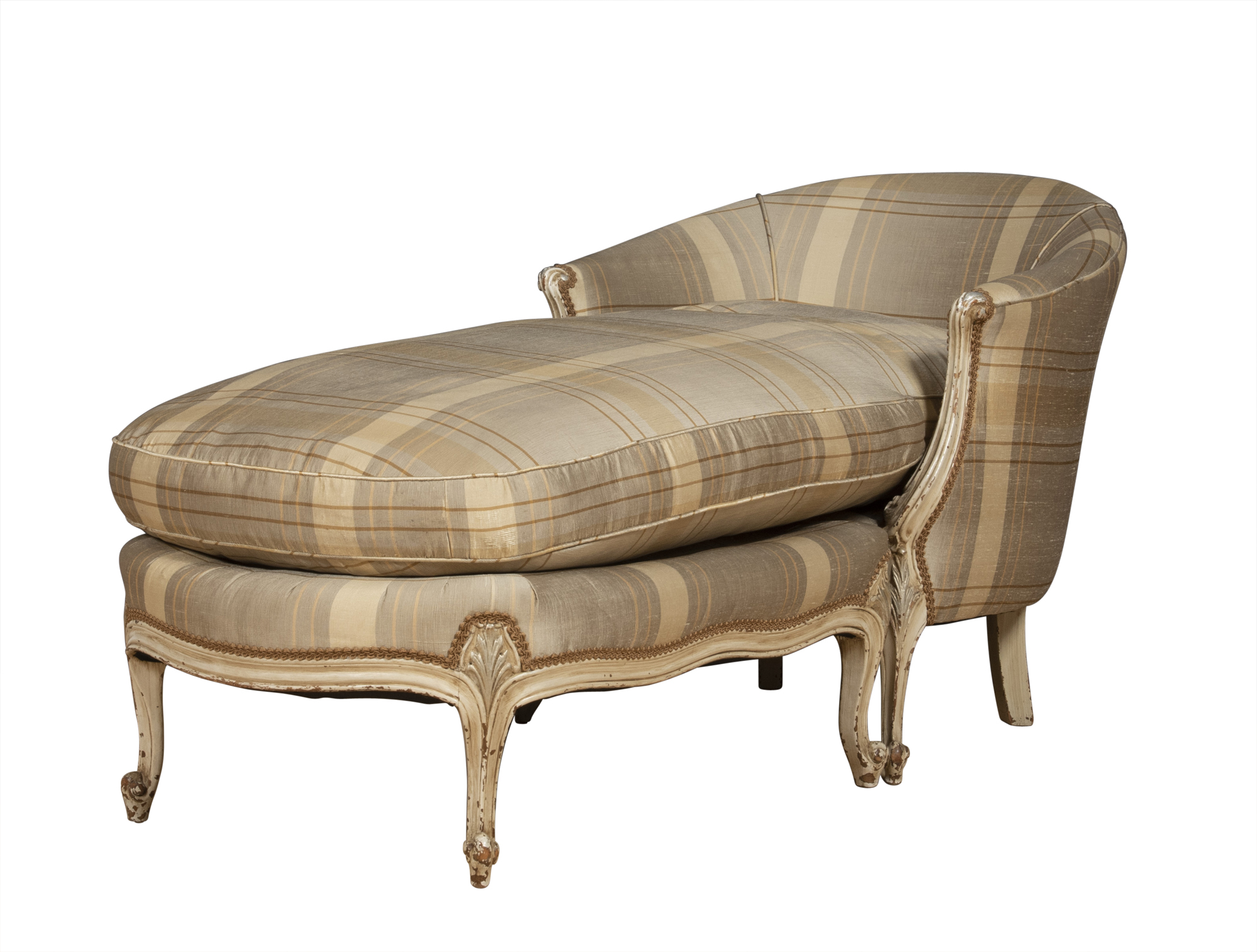 Lot image - Louis XV Style Painted Wood Upholstered Duchesse Brisé