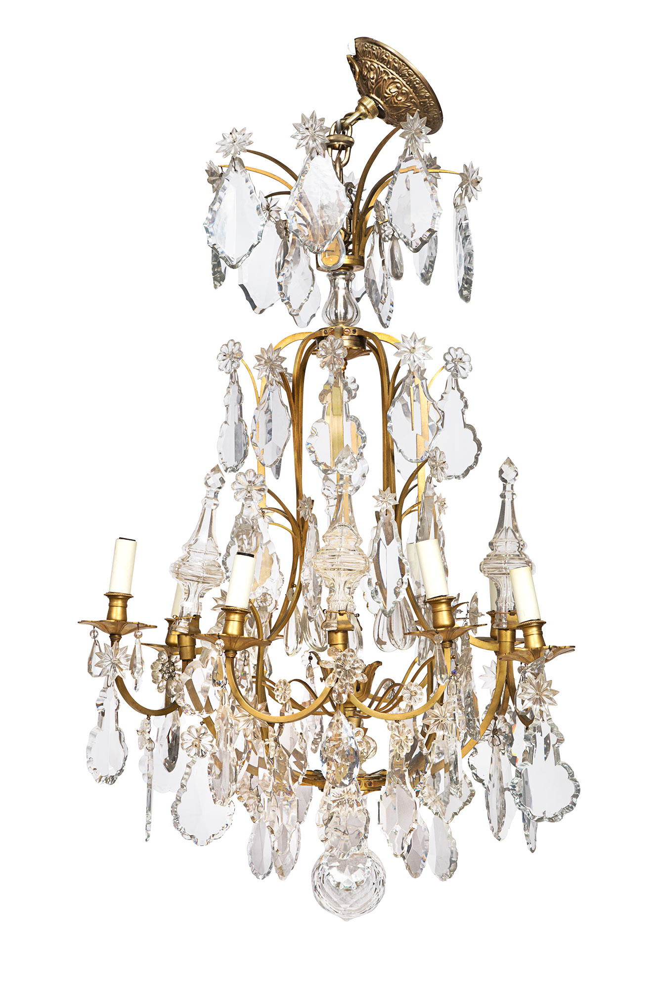 Lot image - Louis XV Style Bronze and Crystal Chandelier