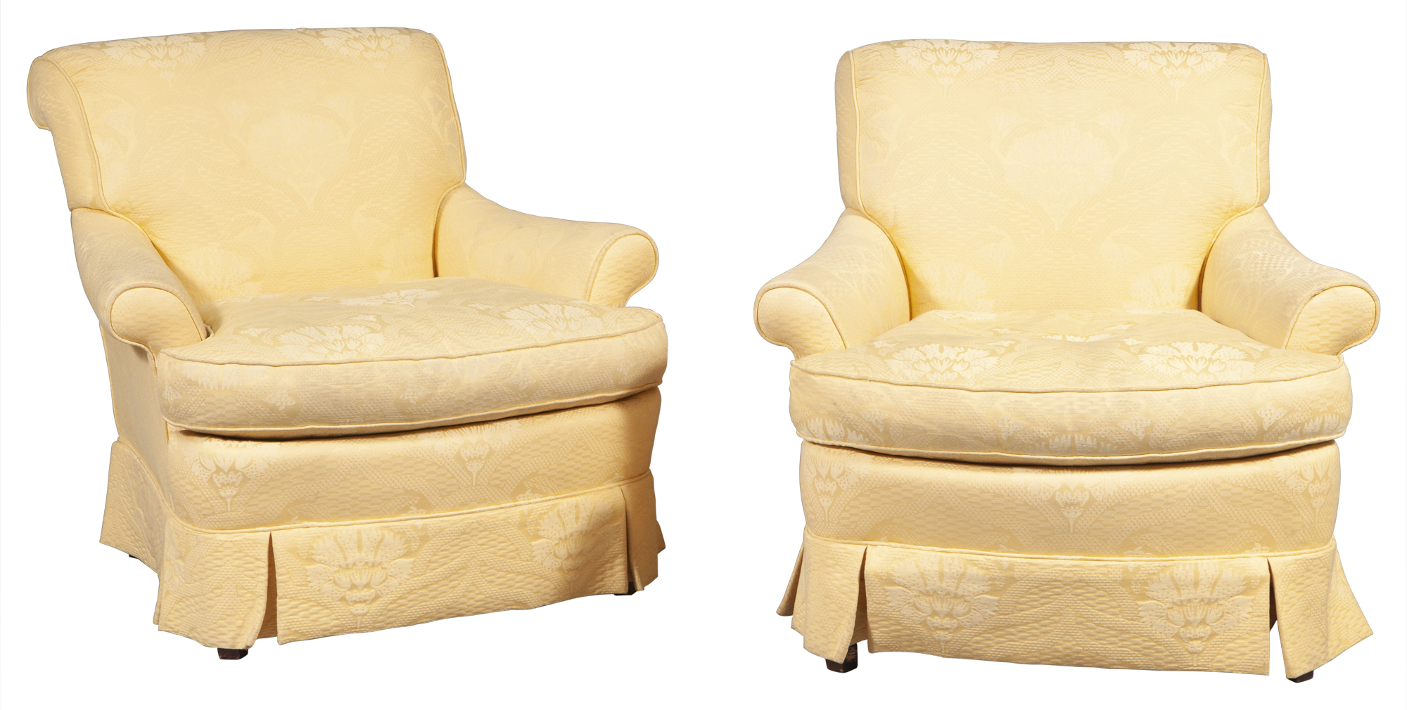 Lot image - Pair of Upholstered Club Chairs