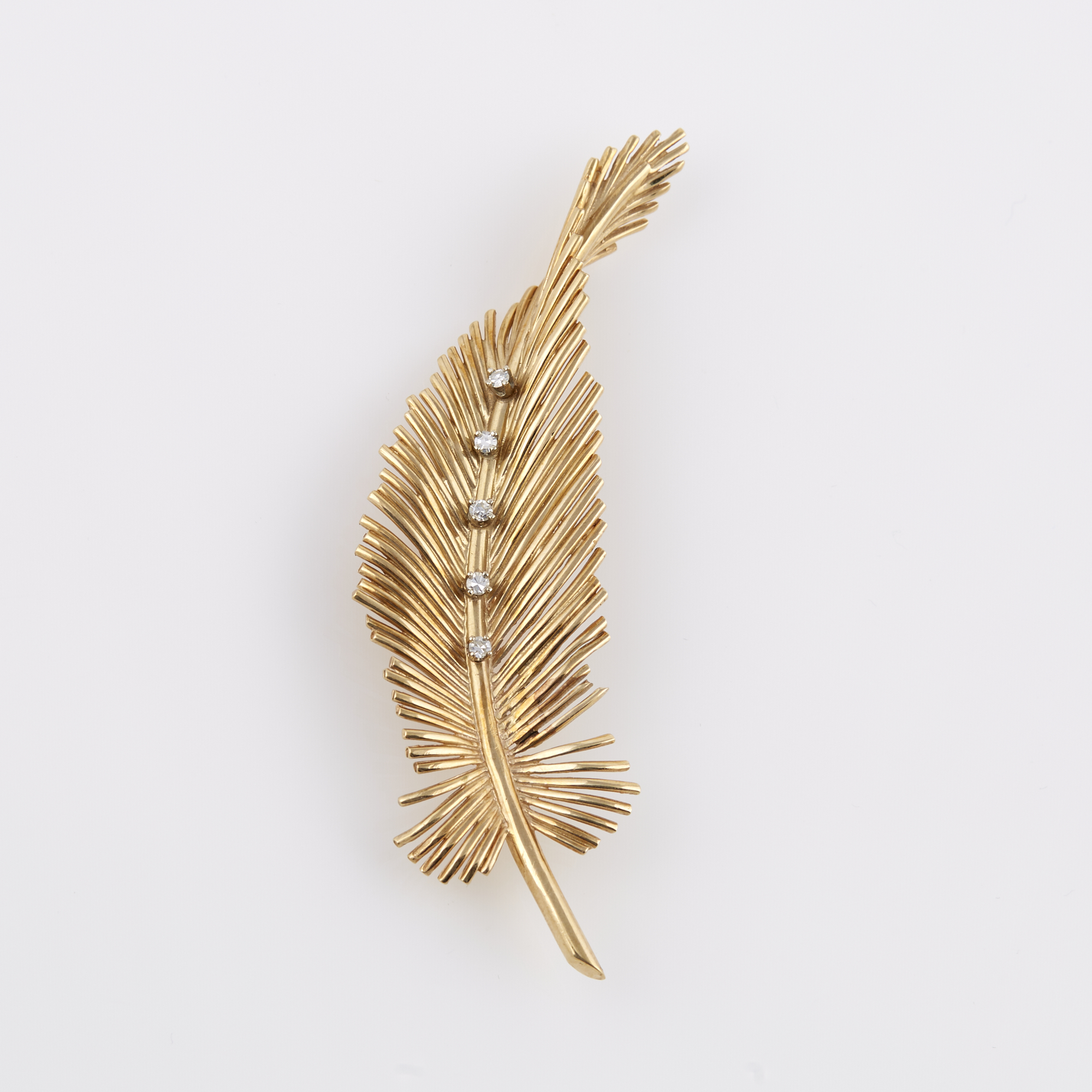 Lot image - Diamond Pin, 5 diamonds, 14K 7 dwt.