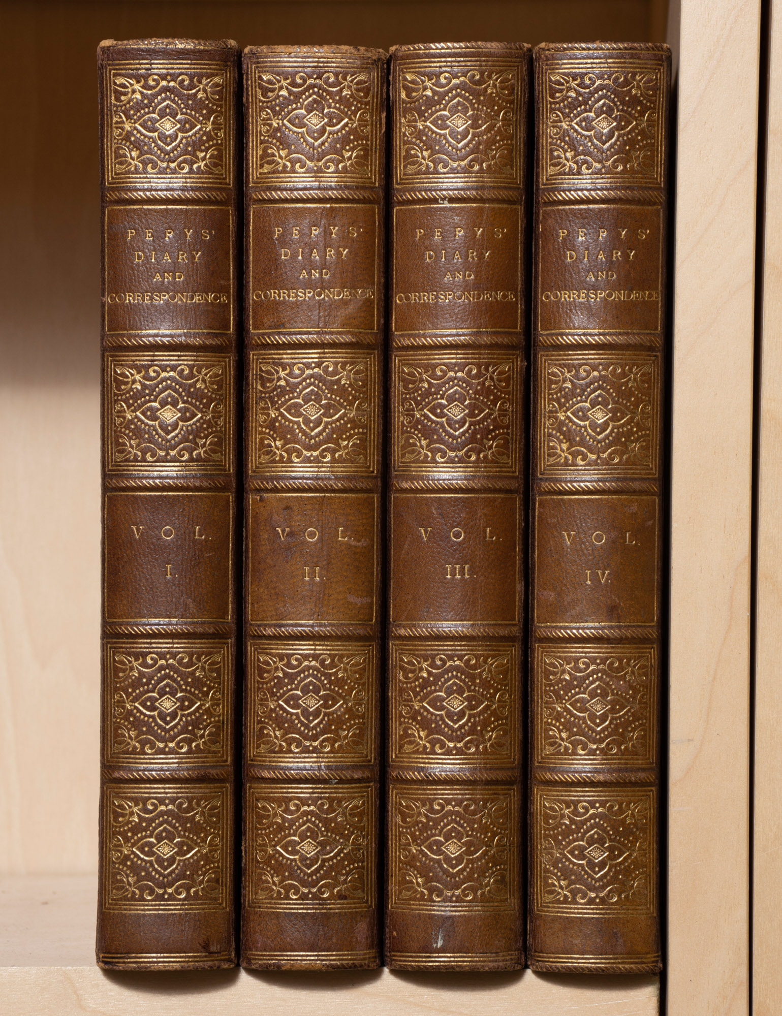 Lot image - [FORE-EDGE PAINTING] PEPYS, SAMUEL. Diary and Correspondence of Samuel Pepys, F.R.S. Secretary to the Admiralty in the reigns of Cha...