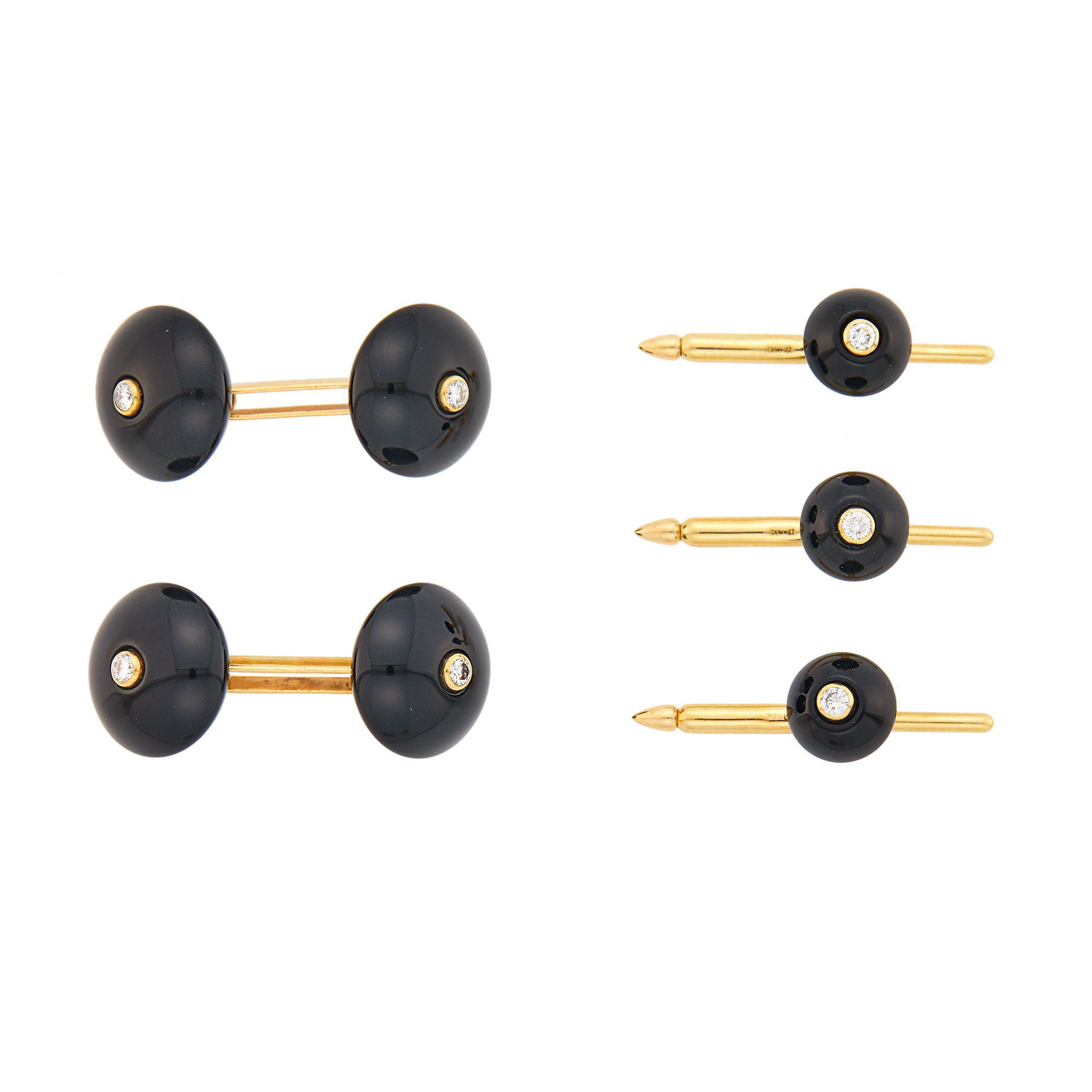 Lot image - Trianon Gold, Black Onyx and Diamond Dress Set