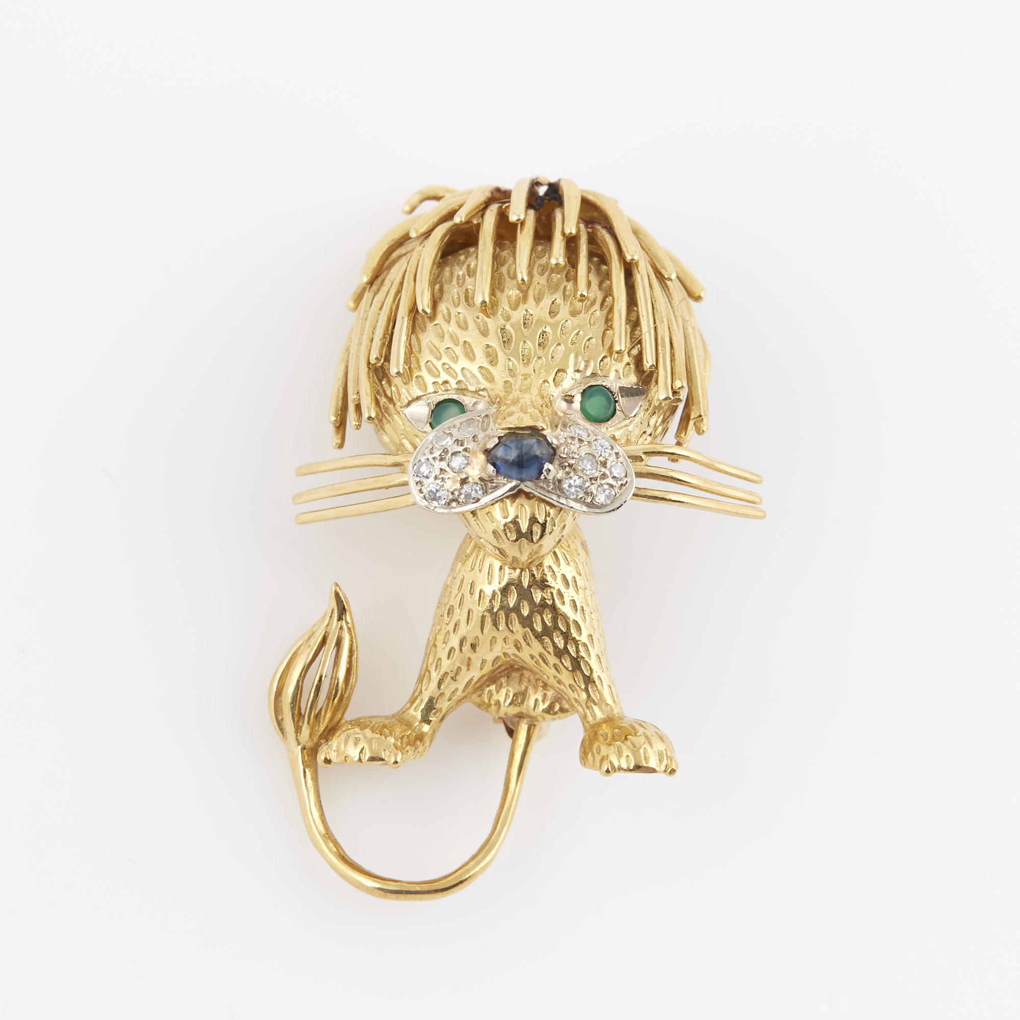 Lot image - Diamond and Stone Animal Pin, 18K 11 dwt. all