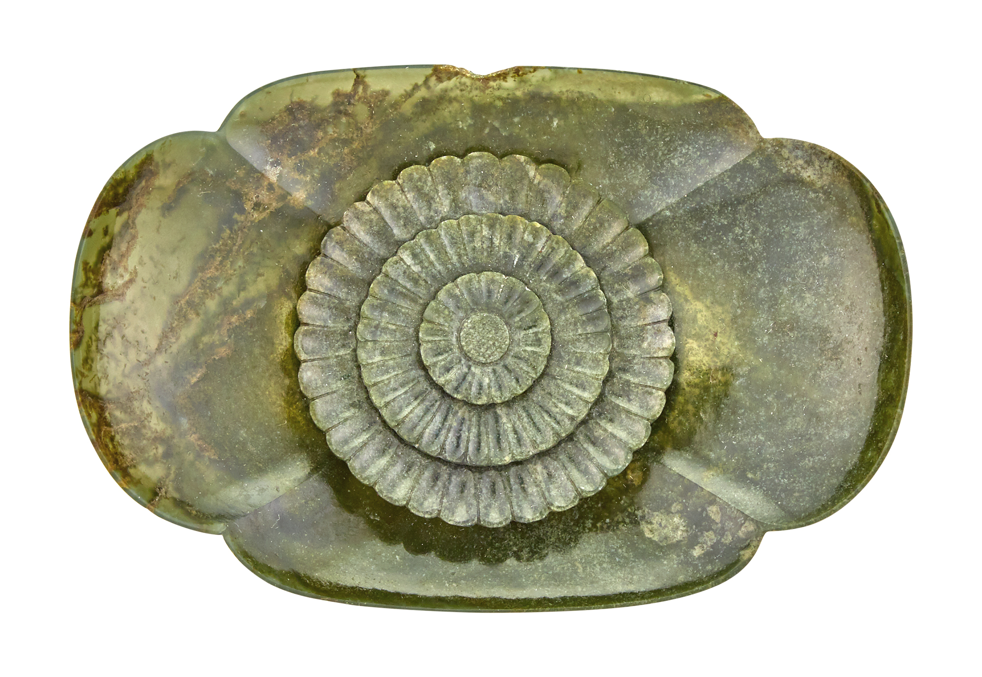 Lot image - A Chinese Spinach Jade Tray