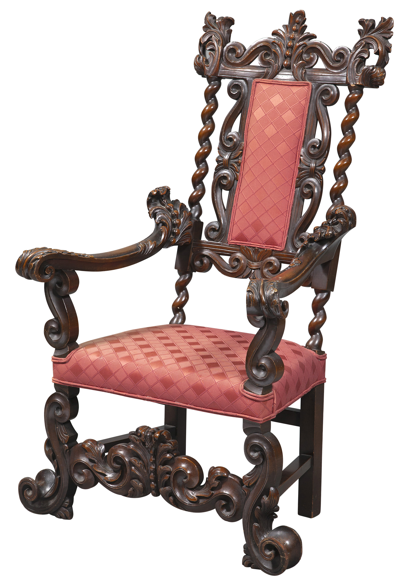 Lot image - Continental Baroque Style Carved Walnut Armchair