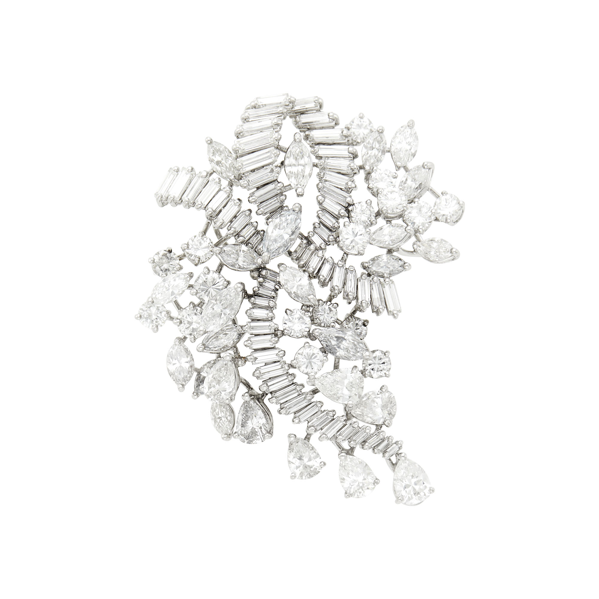 Lot image - Platinum and Diamond Clip-Brooch