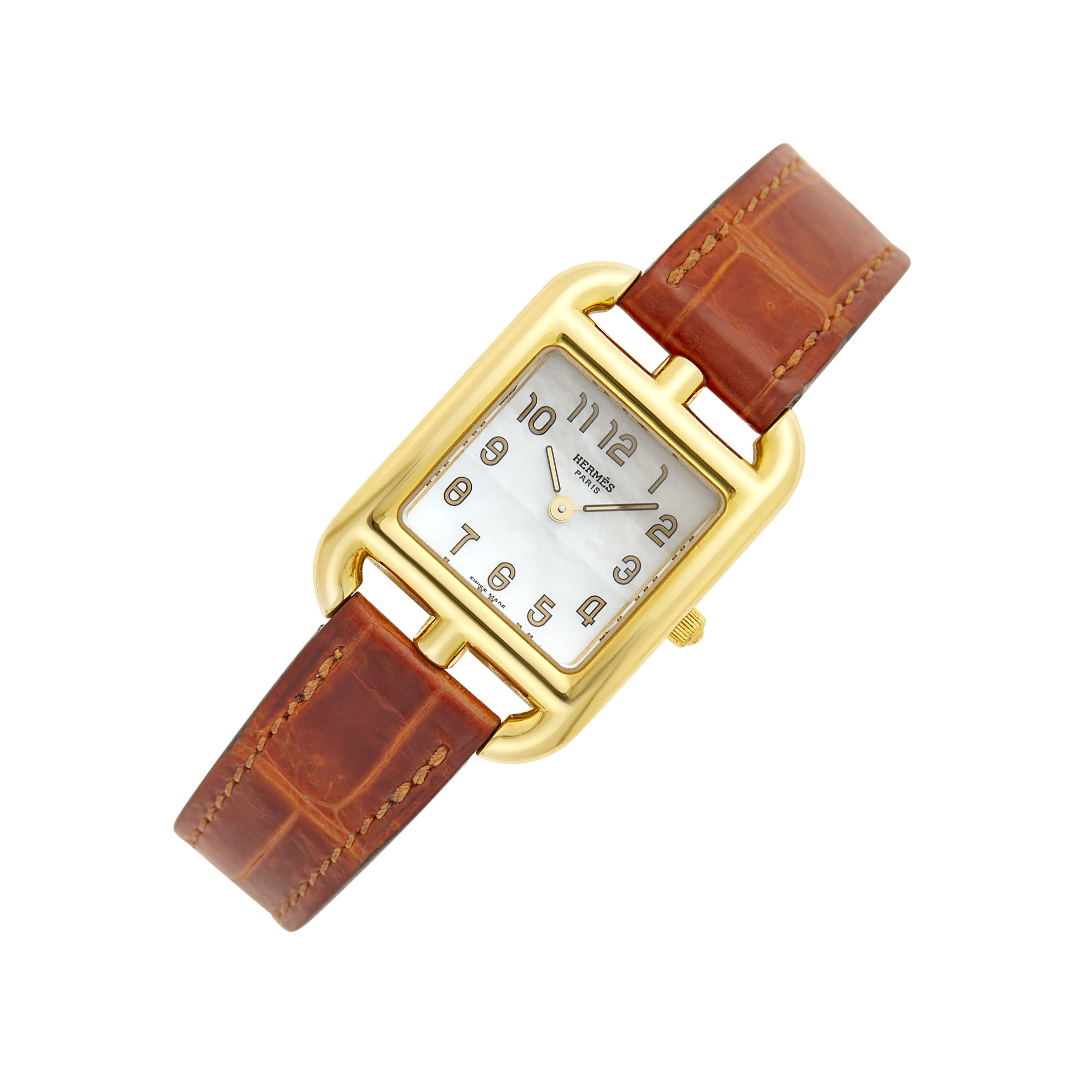 Lot image - Hermès Paris Gold and Mother-of-Pearl Cape Cod Wristwatch