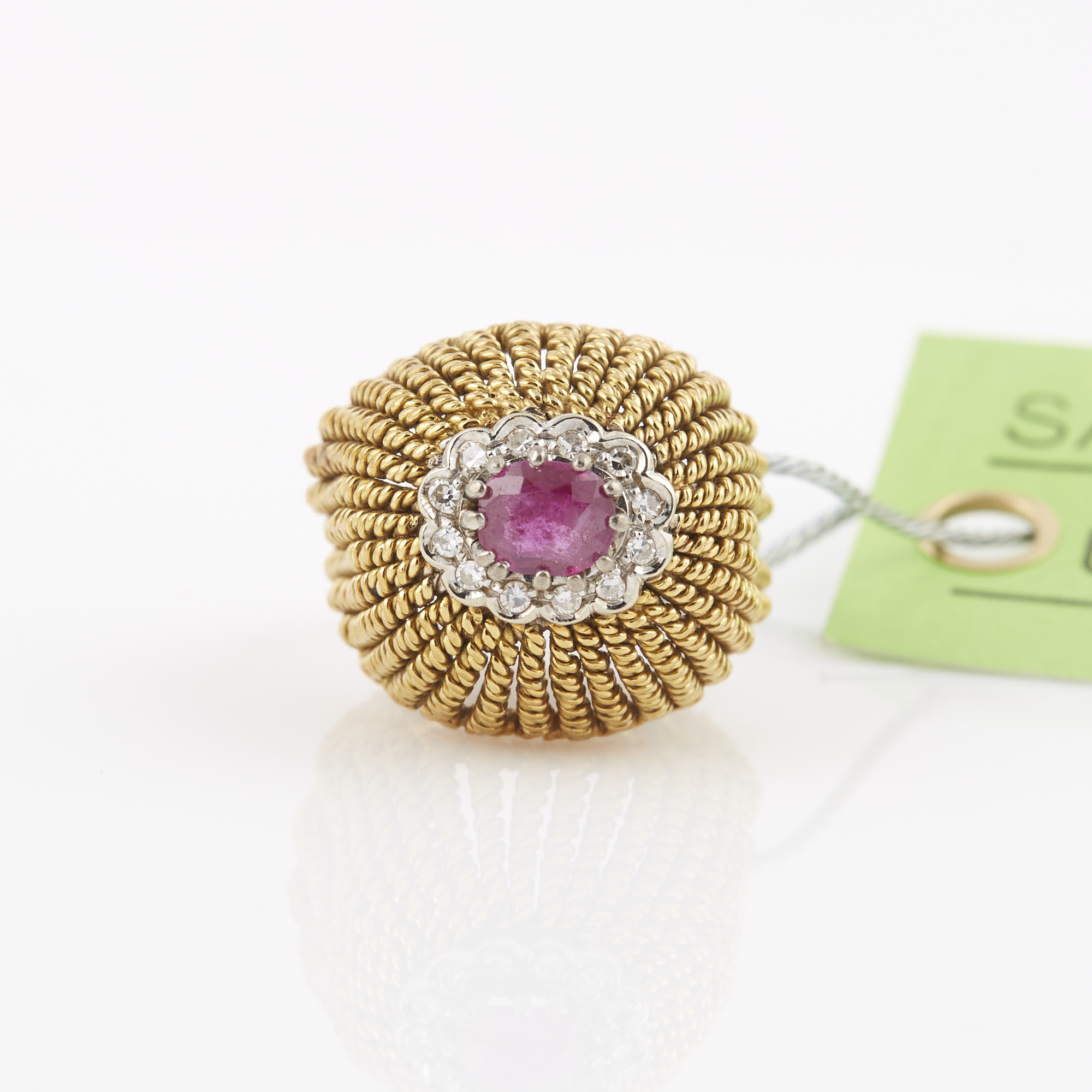 Lot image - Diamond and Stone Ring, 18K 6 dwt. all