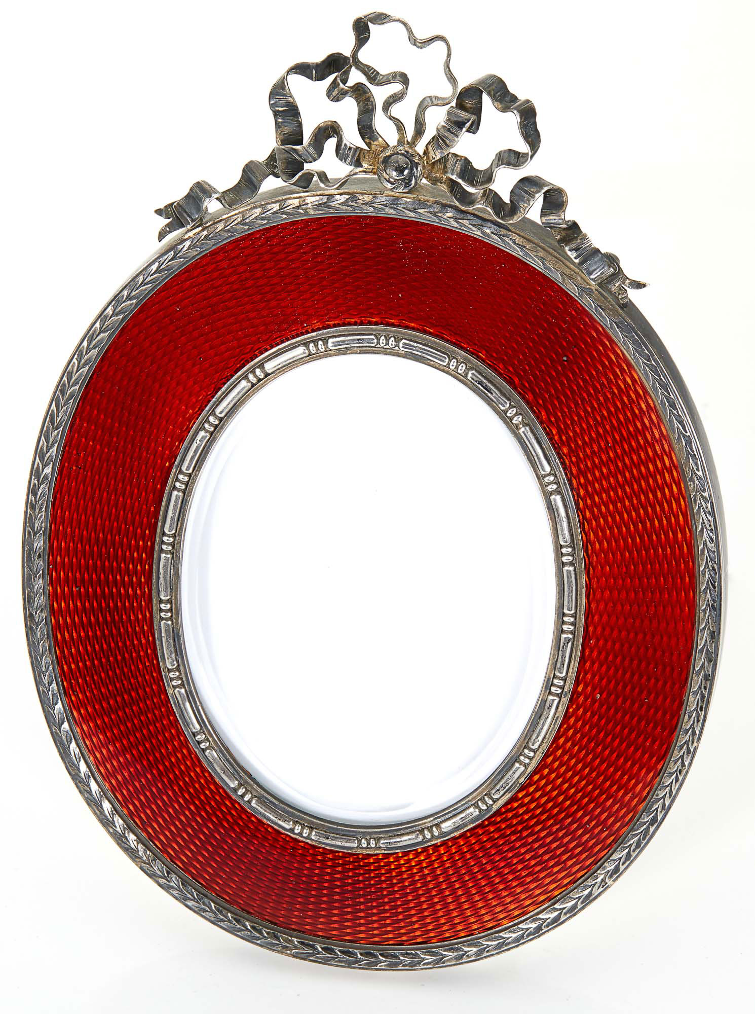Lot image - Fabergé Silver-Gilt and Guilloché Enamel Photograph Frame