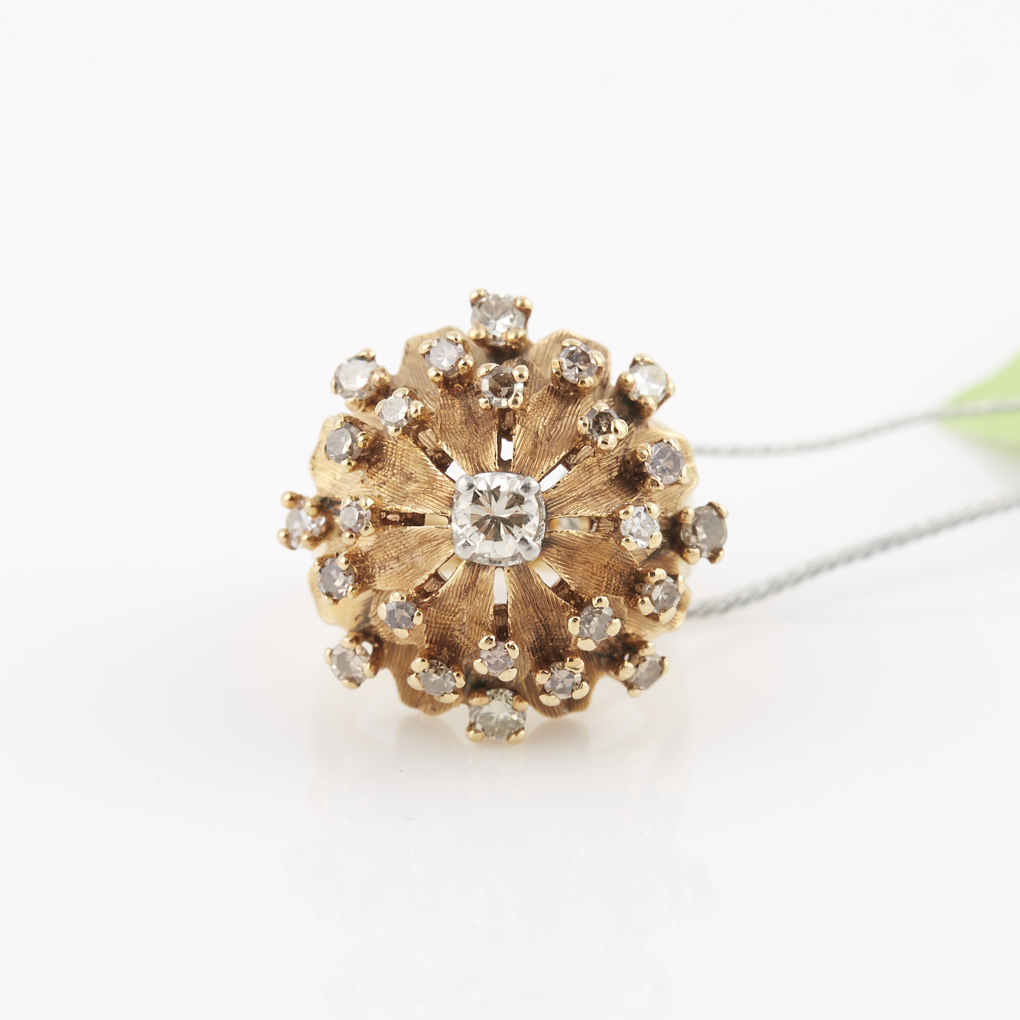 Lot image - Diamond Ring, 25 diamonds about 1.00 ct., 14K 6 dwt., stone damaged