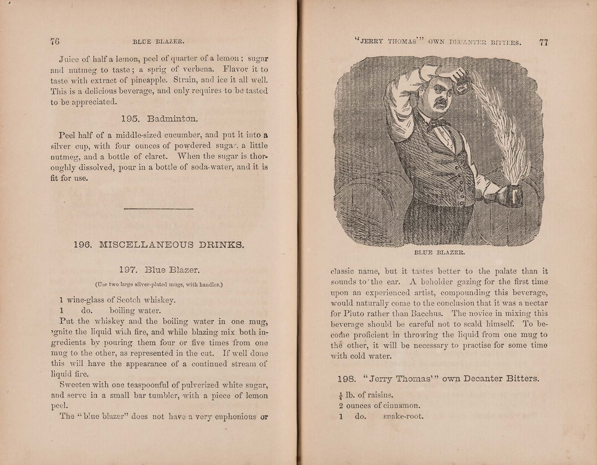 Lot image - THOMAS, JERRY [Jeremiah P.] How to mix drinks: or, The bon-vivants companion, containing clear and reliable directions for mixing a..