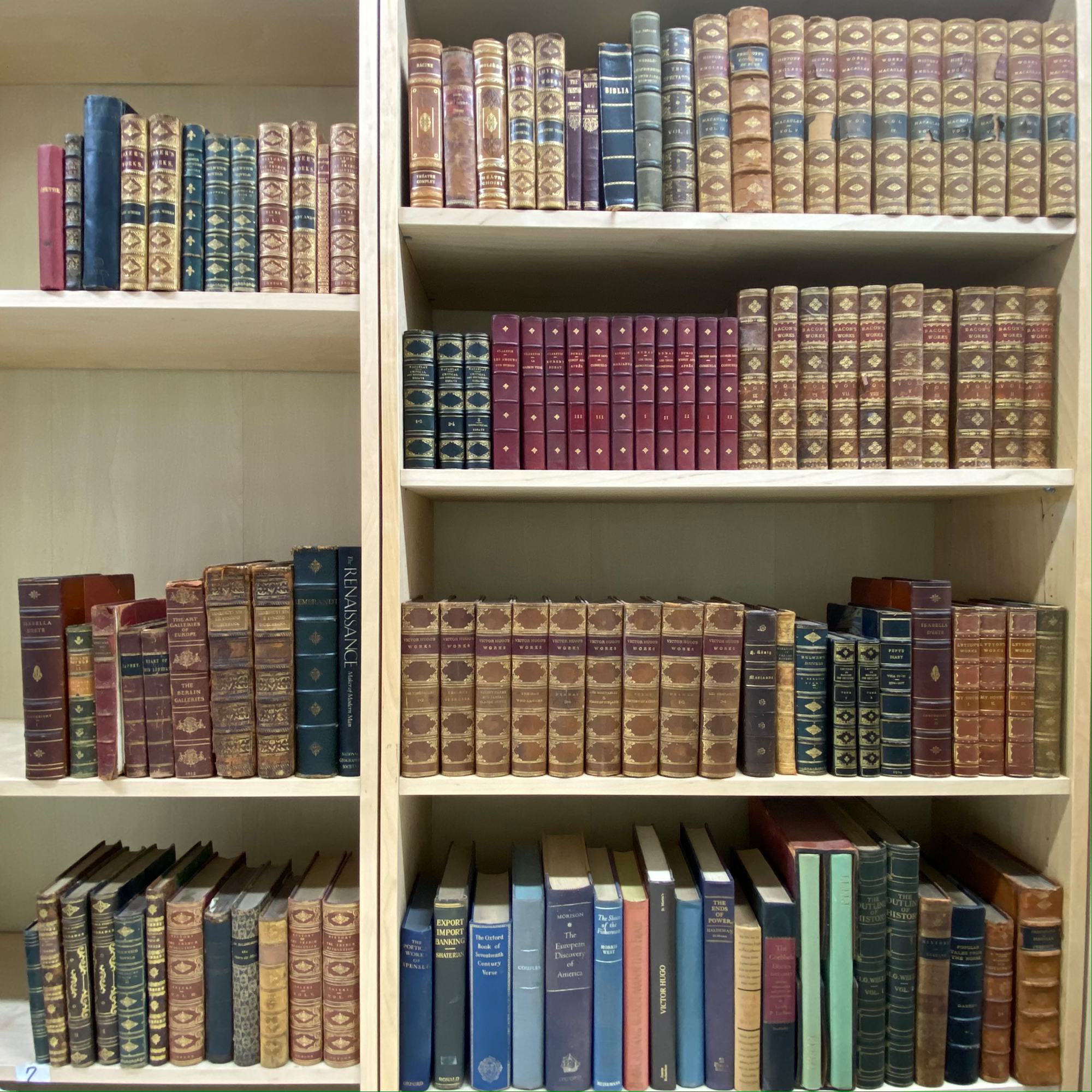 Lot image - [BINDINGS]  Approximately seventy leather bound volumes.