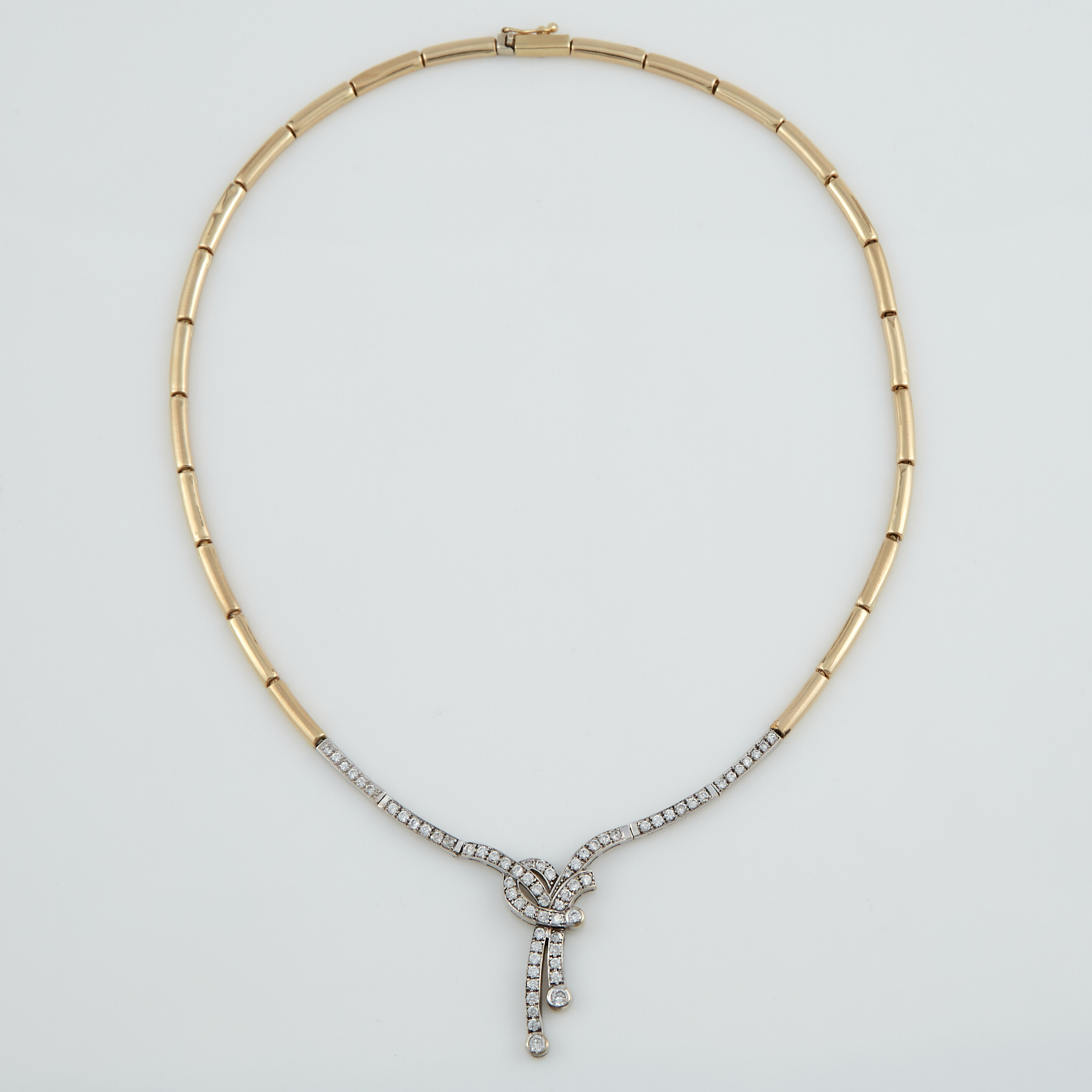 Lot image - Gold and Stone Necklace, 14K 12 dwt. all