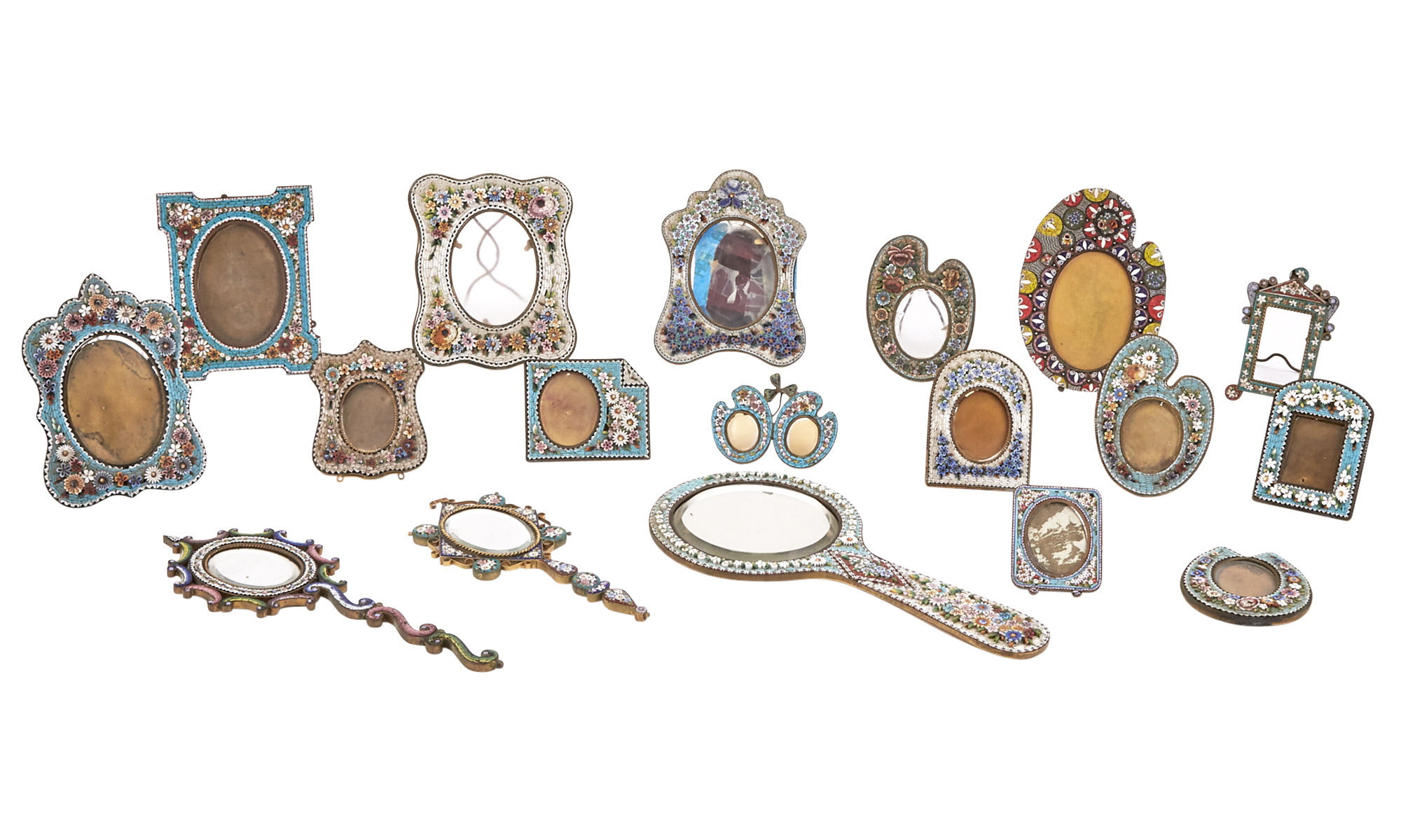 Lot image - Group of Italian Micromosaic Floral Decorated Articles