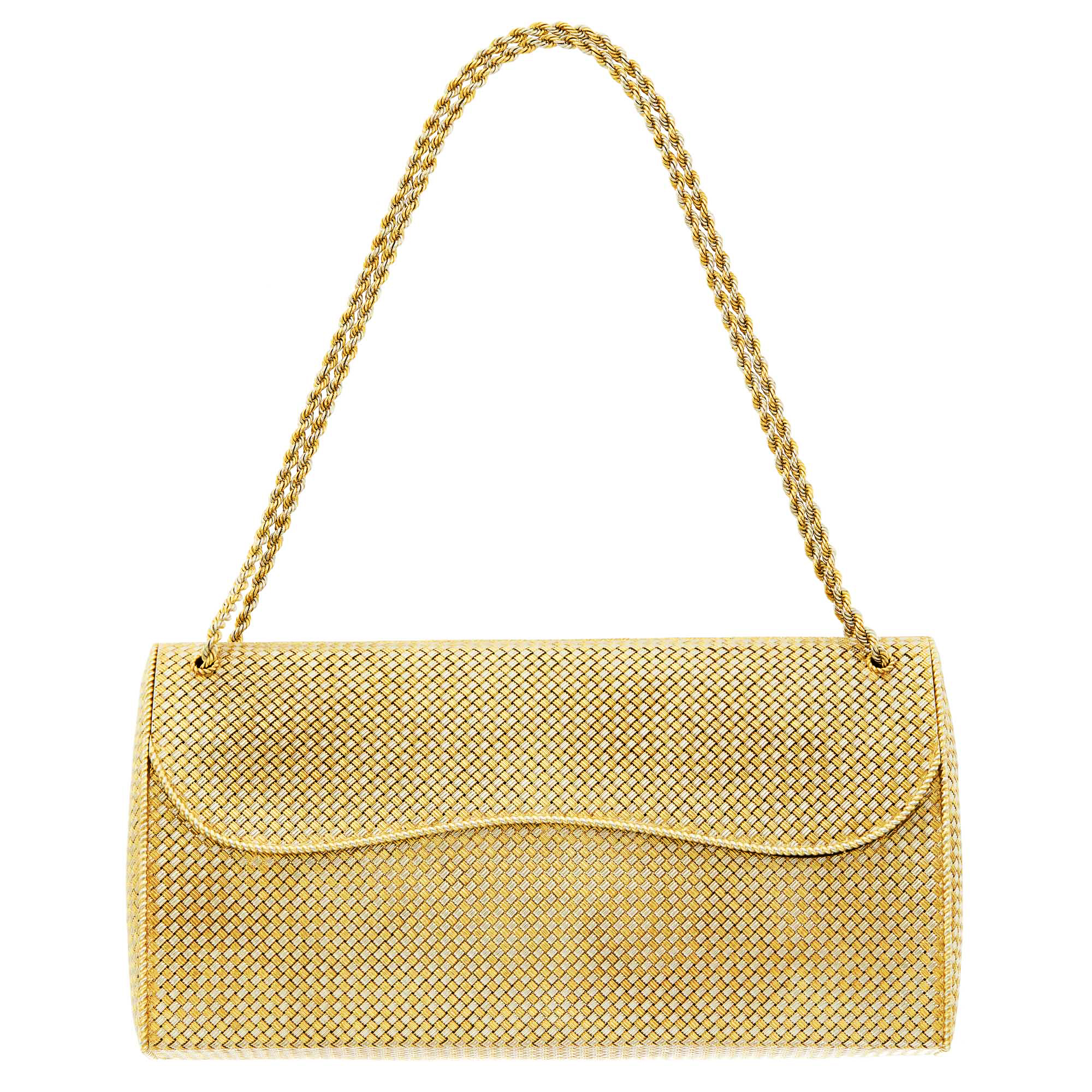 Lot image - Gubelin Two-Color Gold Purse with Double Strand Chain Strap