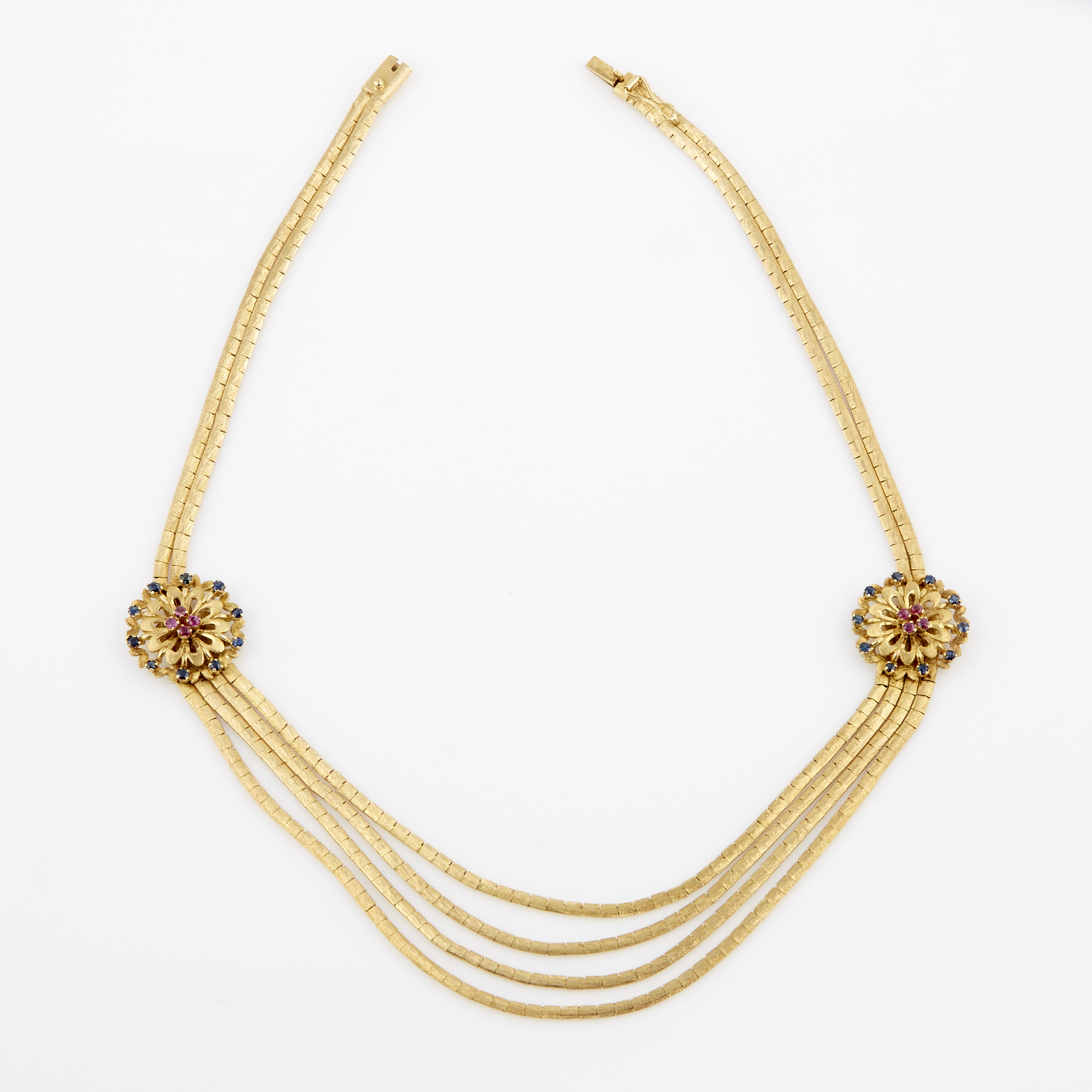 Lot image - Gold and Stone Necklace, 18K 36 dwt. all