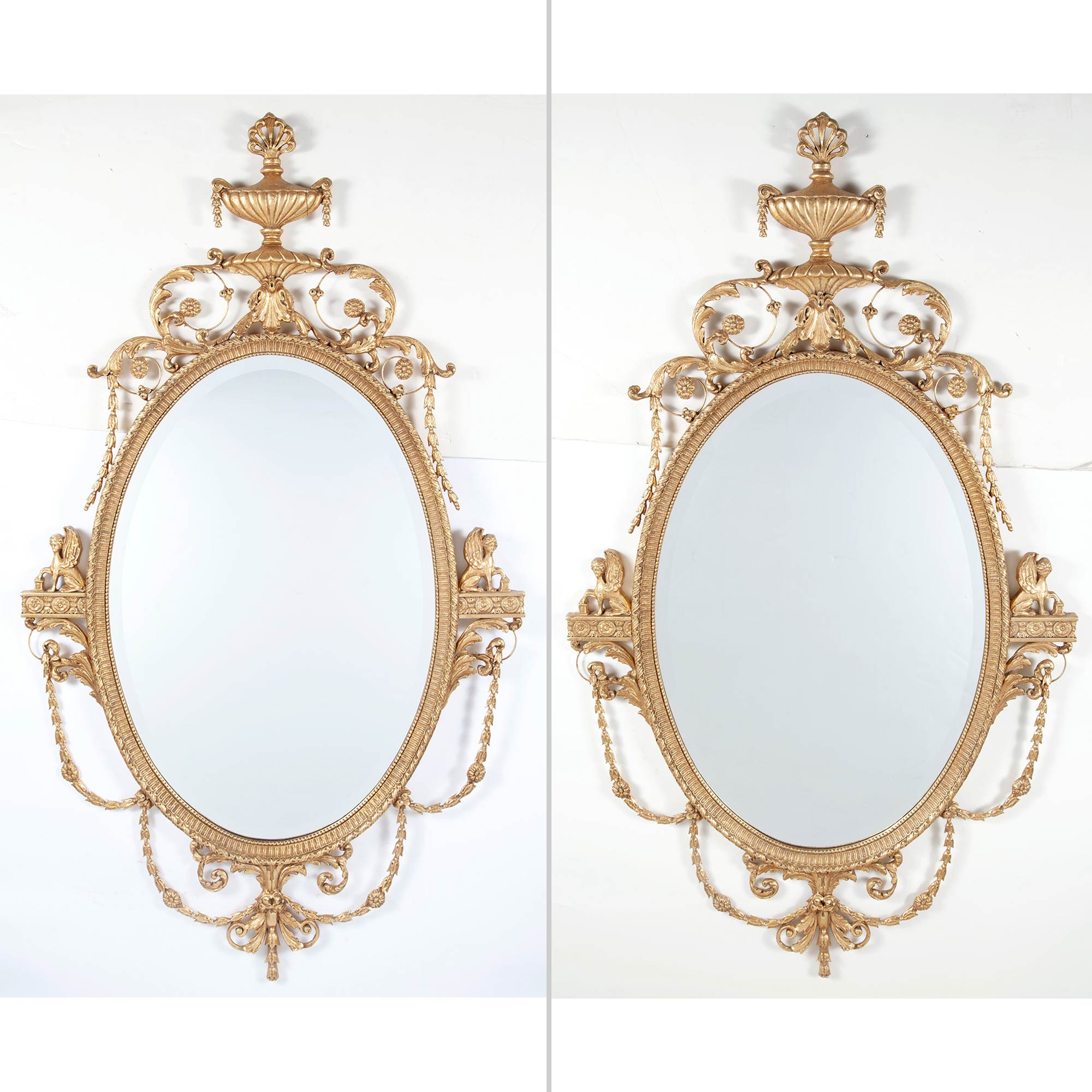 Lot image - Pair of George III Style Giltwood Pier Mirrors