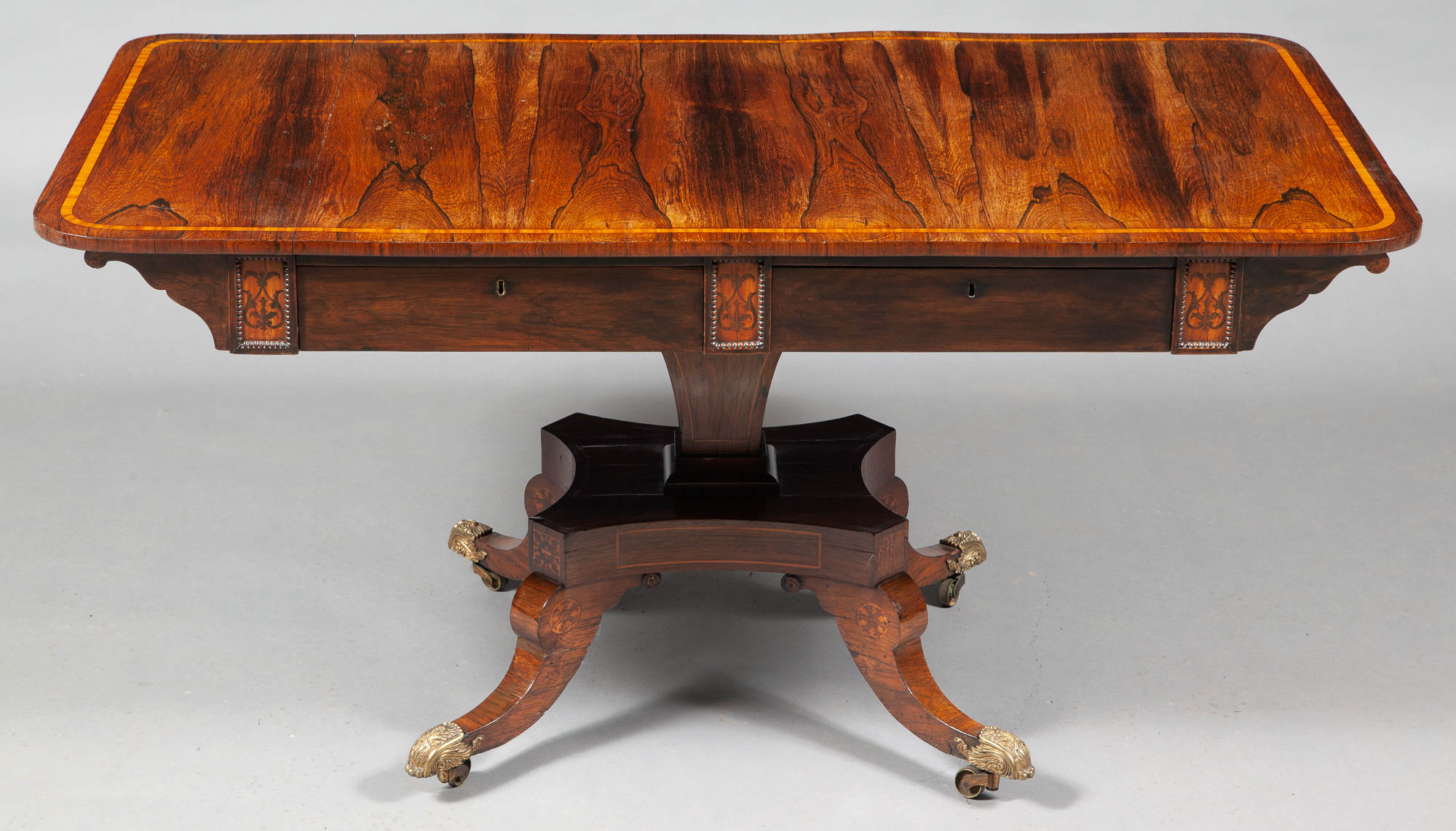 Lot image - George IV Inlaid Rosewood, Tulipwood and Marquetry Sofa Table