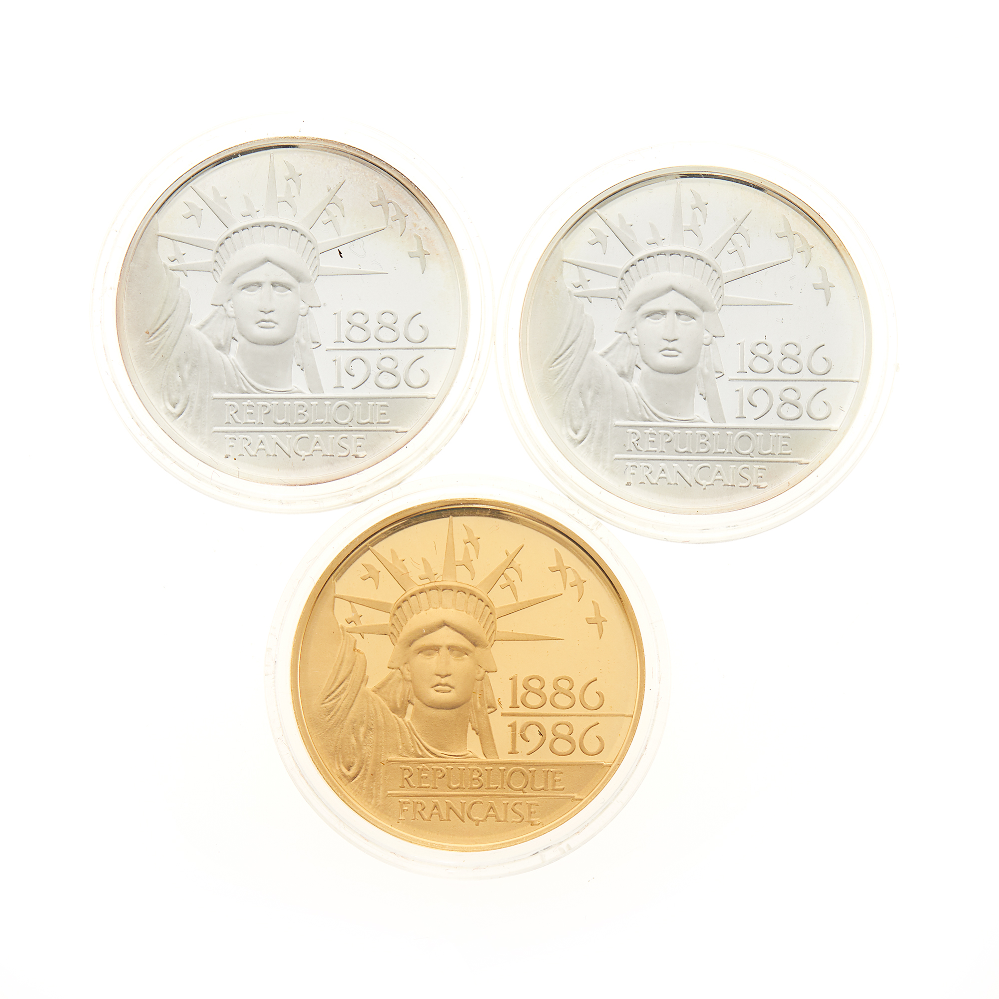 Lot image - France 1986 Liberties 100 Francs Gold and 100 Francs Silver (2) Proofs