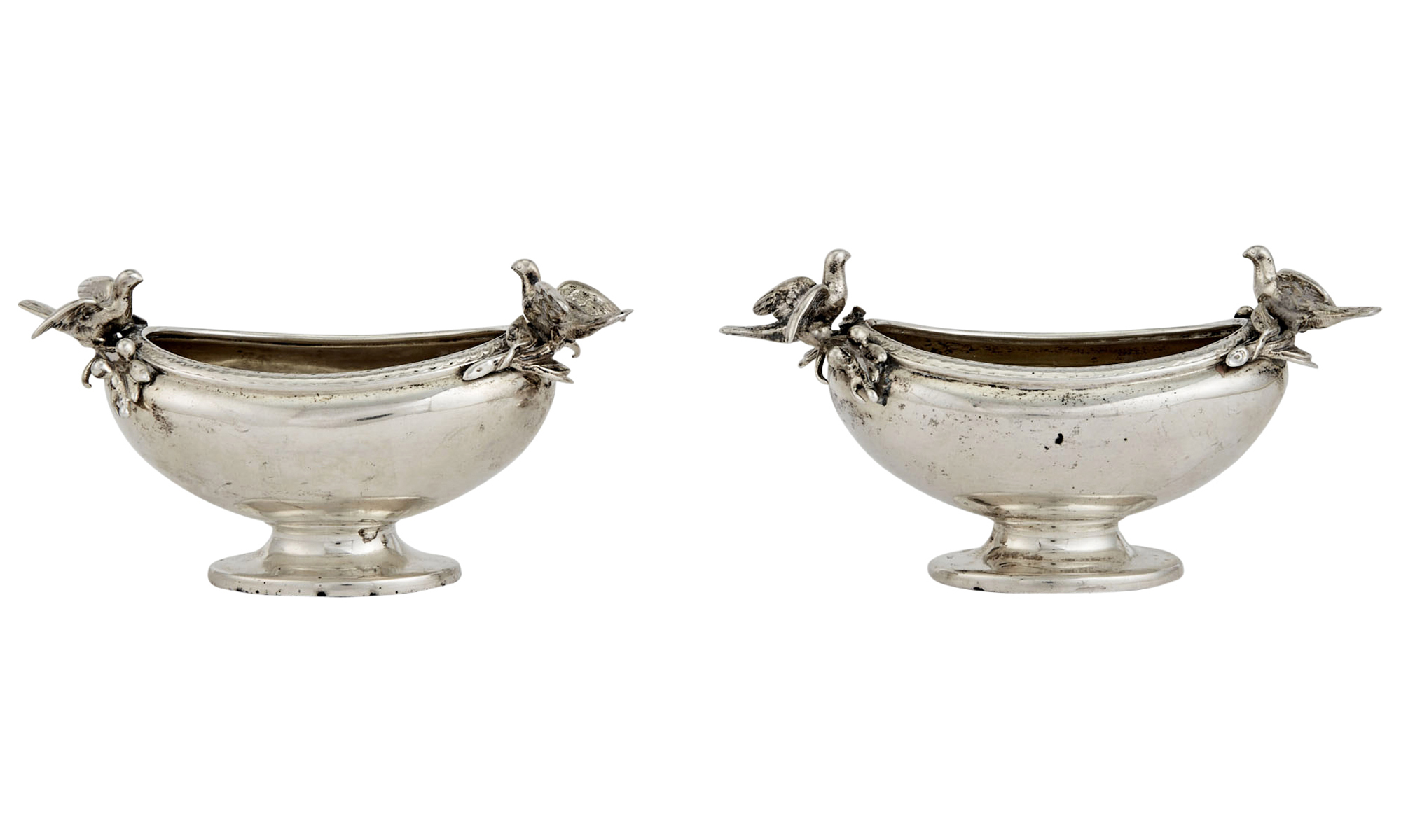 Lot image - Pair of Gorham Coin Silver Open Salt Cellars