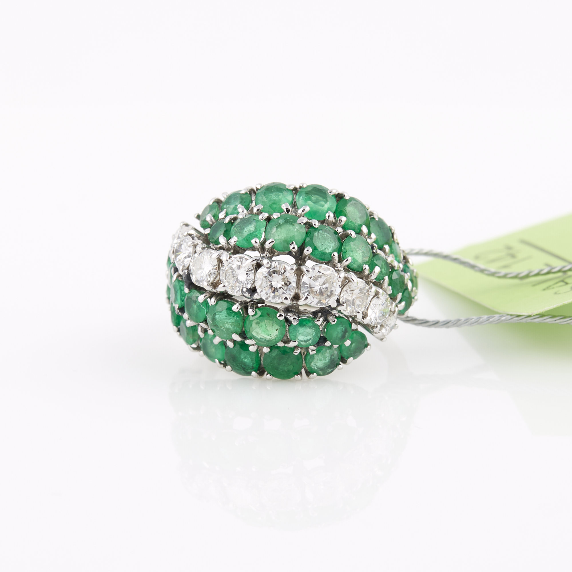 Lot image - Diamond and Stone Ring, 9 diamonds about 1.10 cts., 18K 4 dwt. all, stones damaged