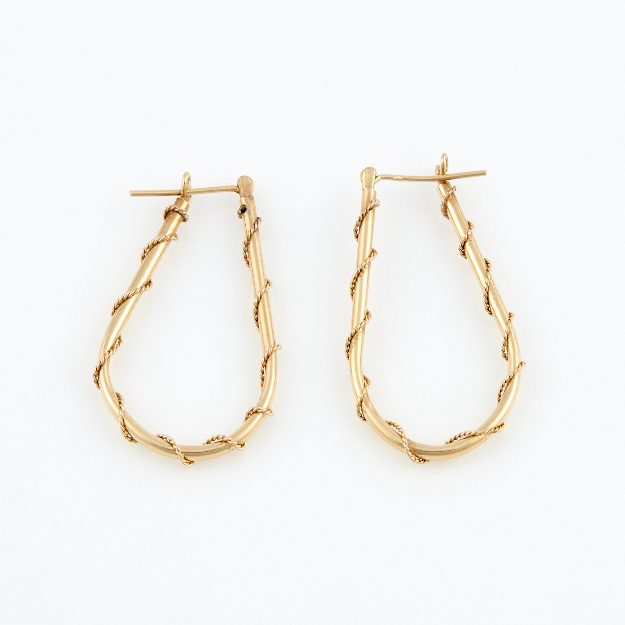 Lot image - Two Gold Earrings, 14K 2 dwt.