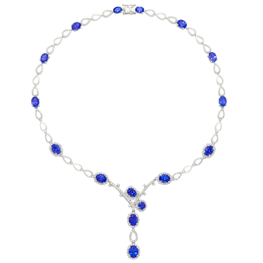 Lot image - White Gold, Tanzanite and Diamond Necklace, Orianne