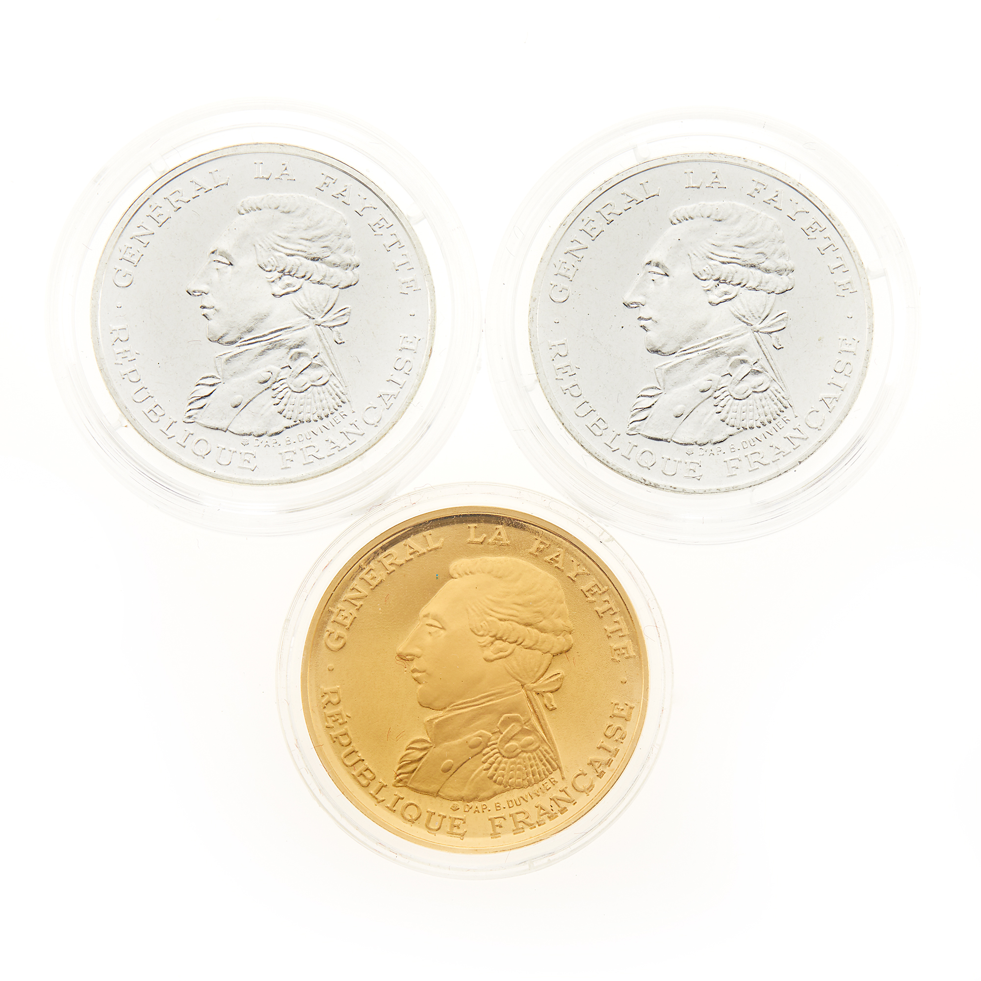 Lot image - France 1987 Lafayette 100 Francs Gold and 100 Francs Silver (2) Proofs