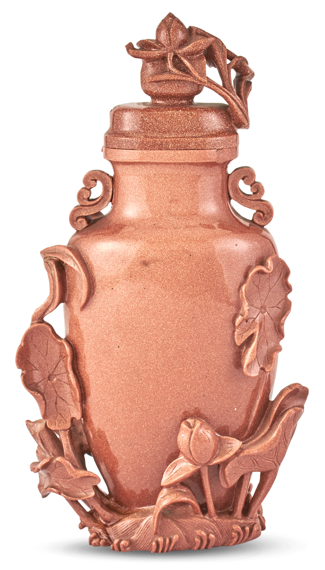 Lot image - A Chinese Goldstone Vase and Cover