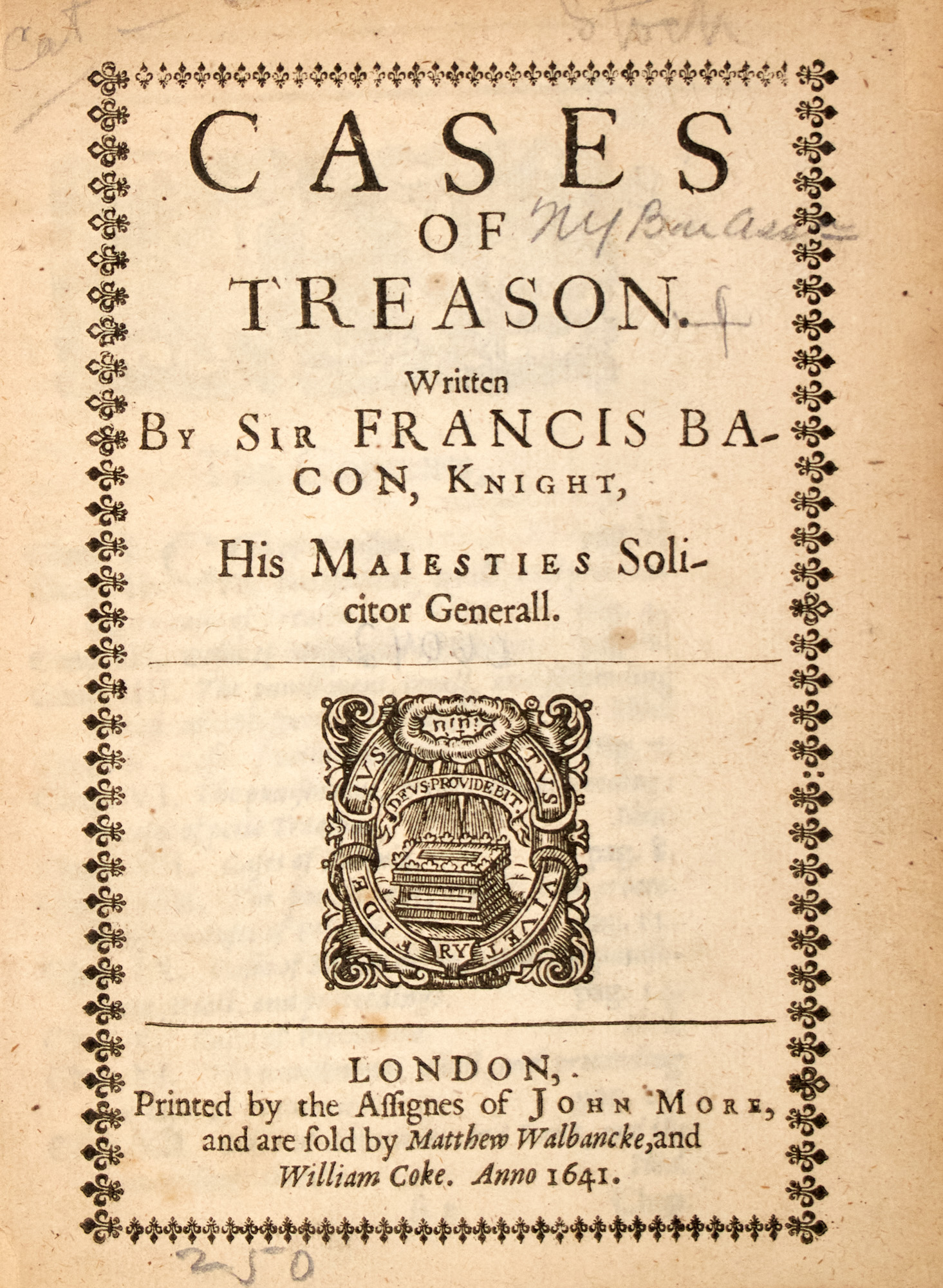 Lot image - BACON, FRANCIS  Cases of Treason.