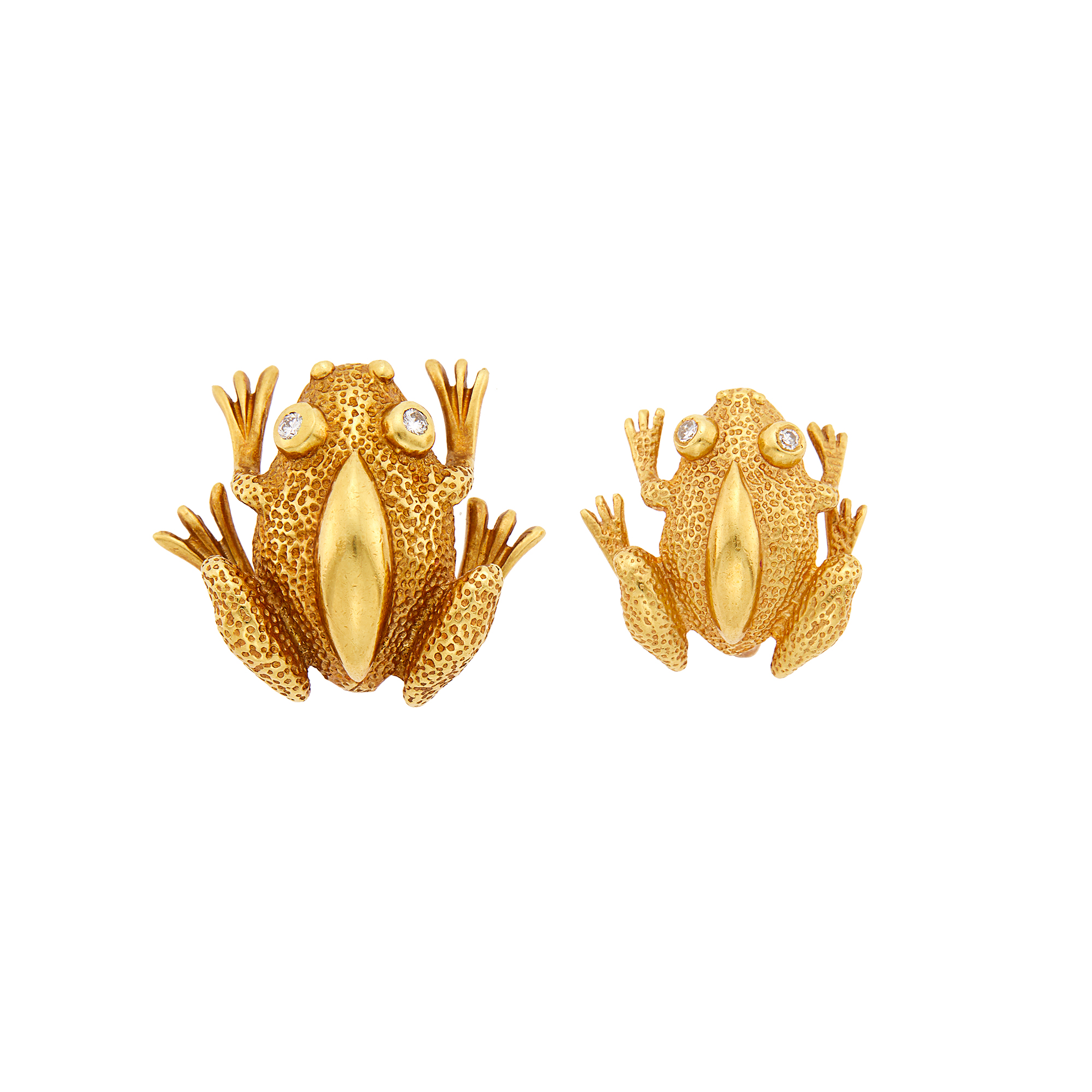 Lot image - Tiffany & Co. Pair of Gold and Diamond Frog Pins