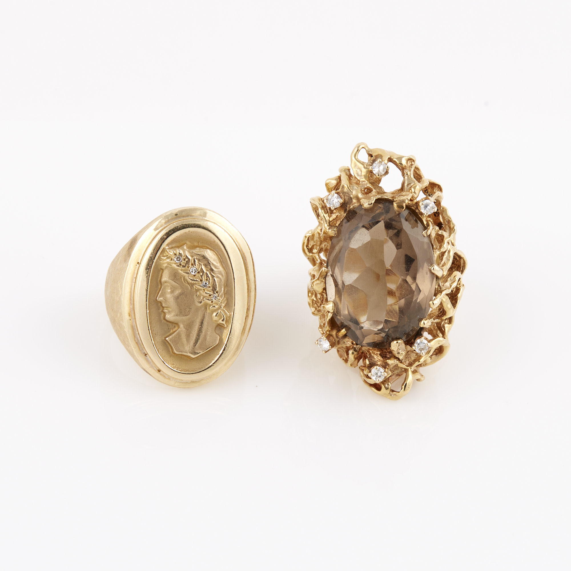 Lot image - Two Diamond and Stone Rings, 14K 23 dwt. all