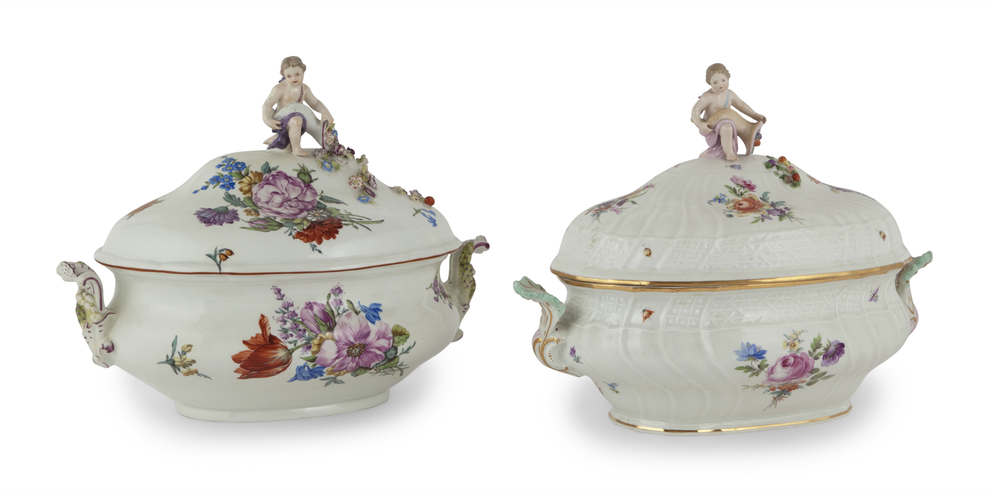 Lot image - Two Meissen Porcelain Covered Soup Tureens