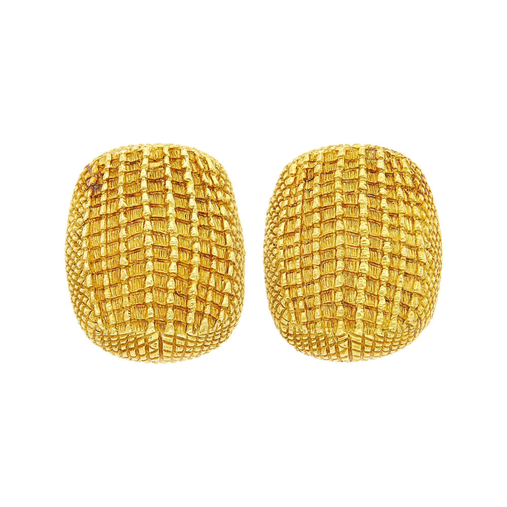 Lot image - David Webb Pair of Gold Armadillo Earclips