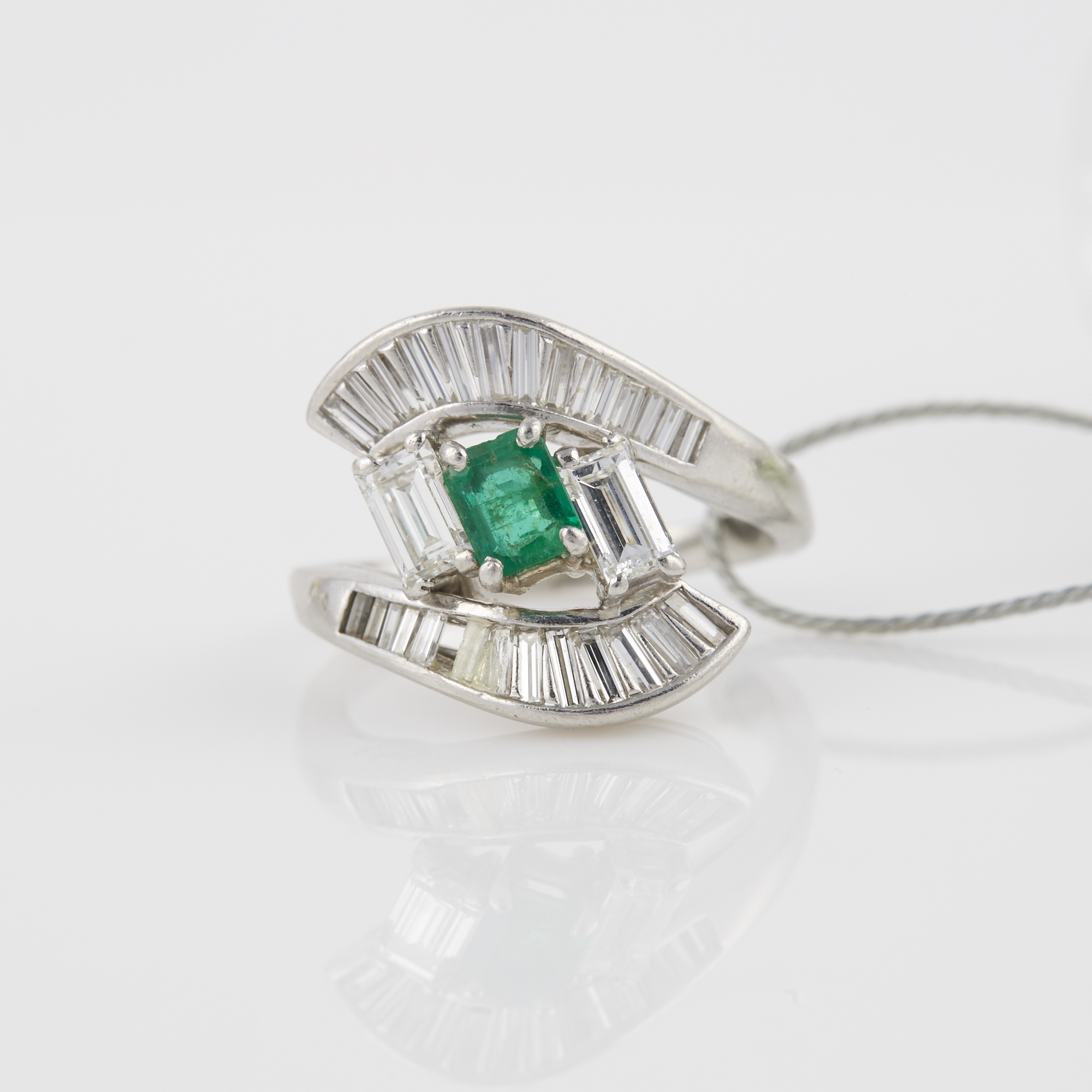 Lot image - Diamond and Stone Ring, 30 diamonds about 1.75 cts., Platinum 6 dwt. all, stone loose