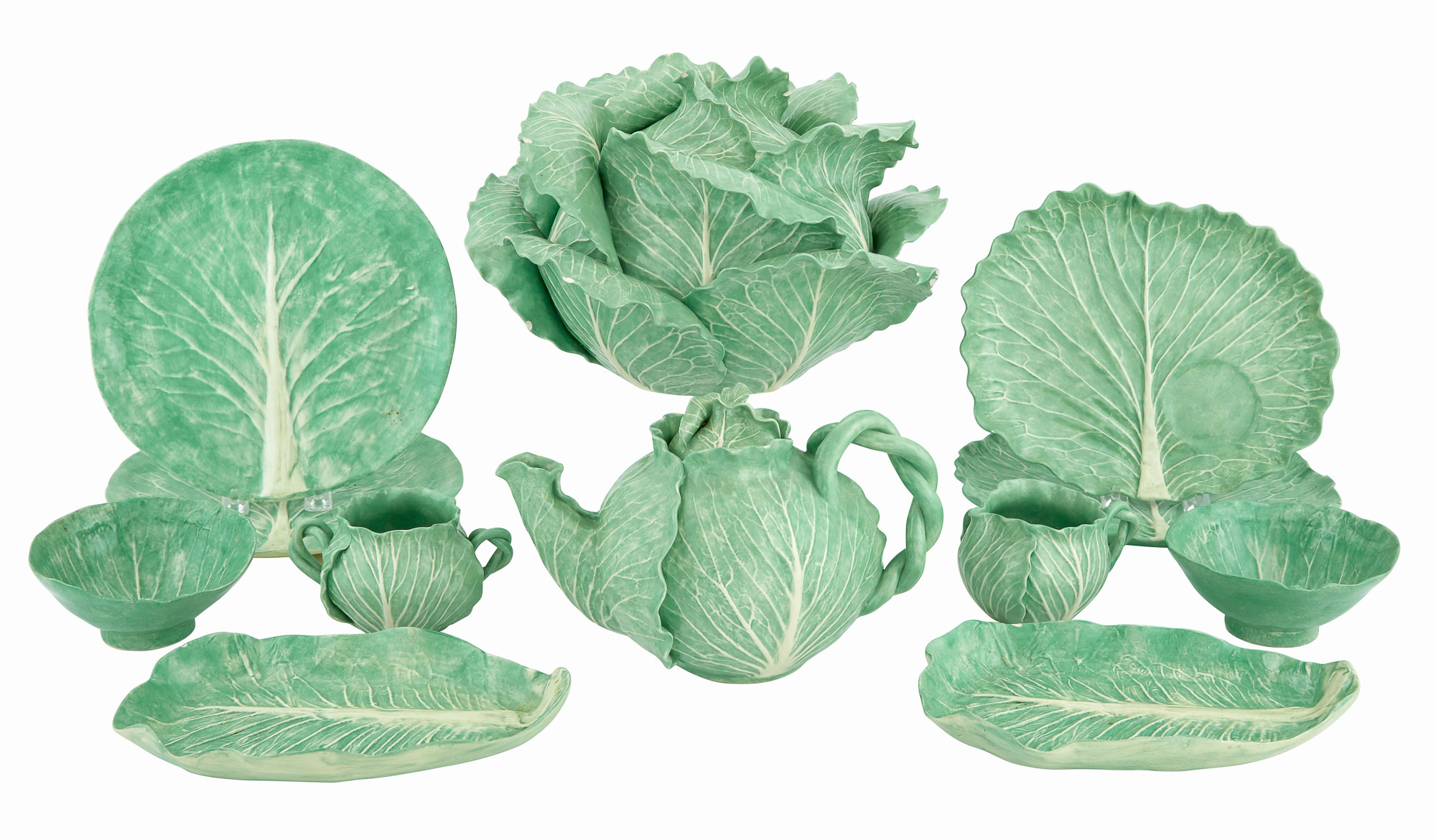 Lot image - Group of Dodie Thayer Green Glazed Ceramic Lettuceware