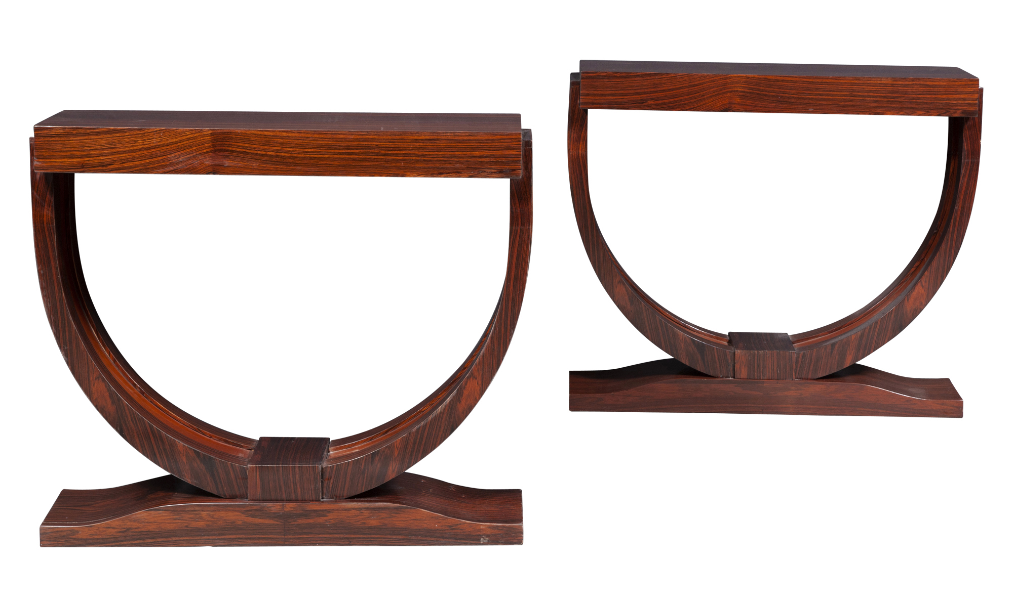 Lot image - Pair of French Art Deco Palisander Art Deco Consoles