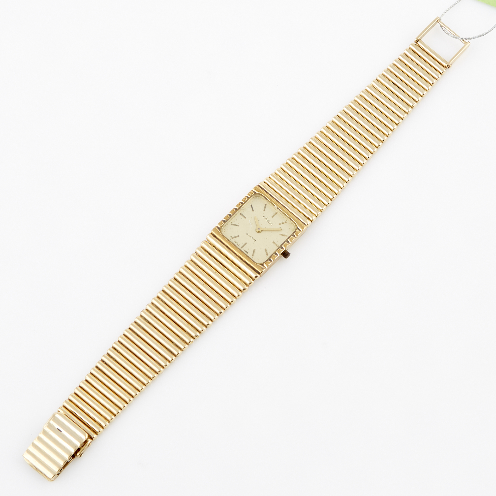 Lot image - Ladys Gold Bracelet Watch, Geneve, Quartz, 14K 33 dwt. all