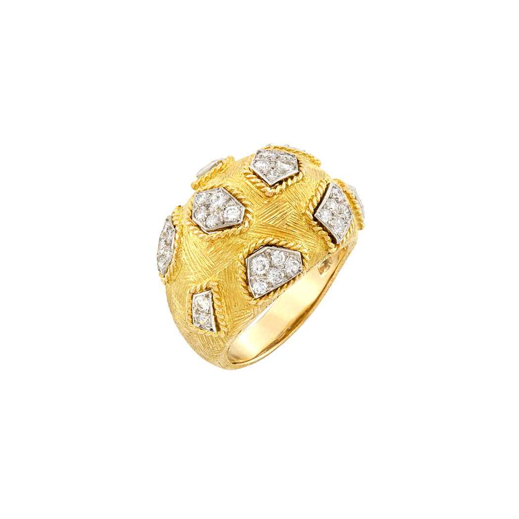 Lot image - Two-Color Gold and Diamond Bombe Ring, Van Cleef & Arpels, France
