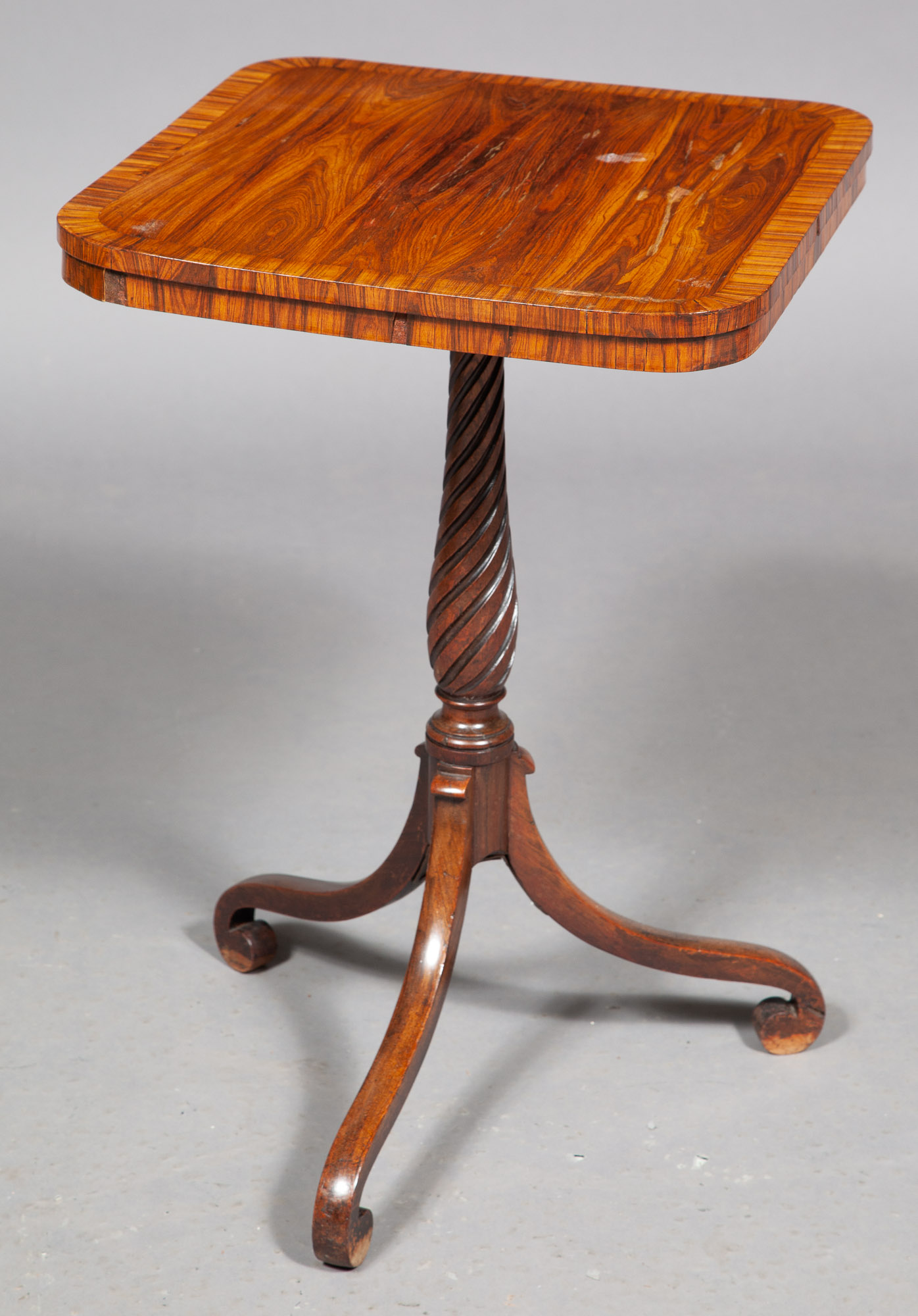 Lot image - Regency Tulipwood and Mahogany Tripod Table
