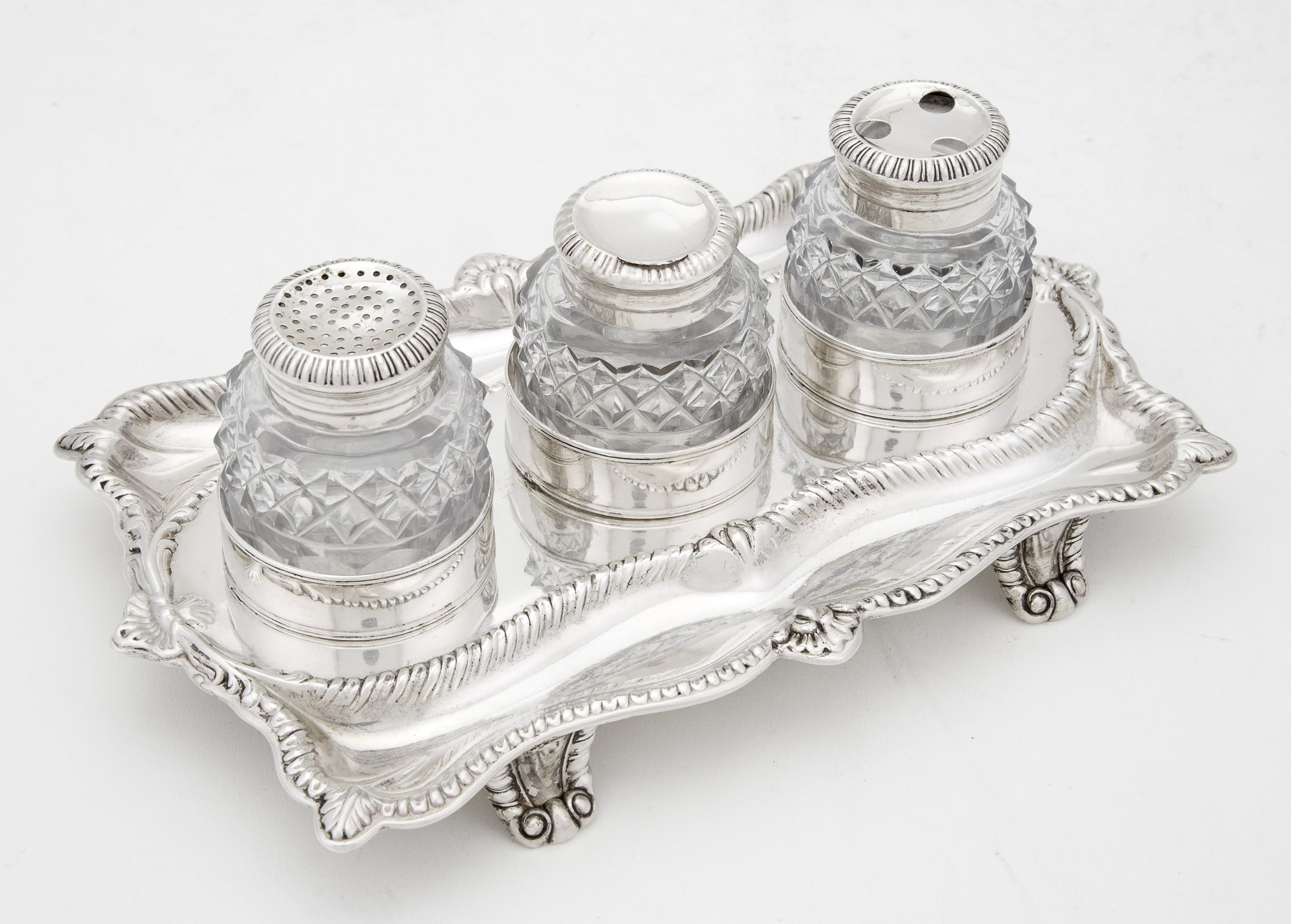 Lot image - George III Sterling Silver Inkstand
