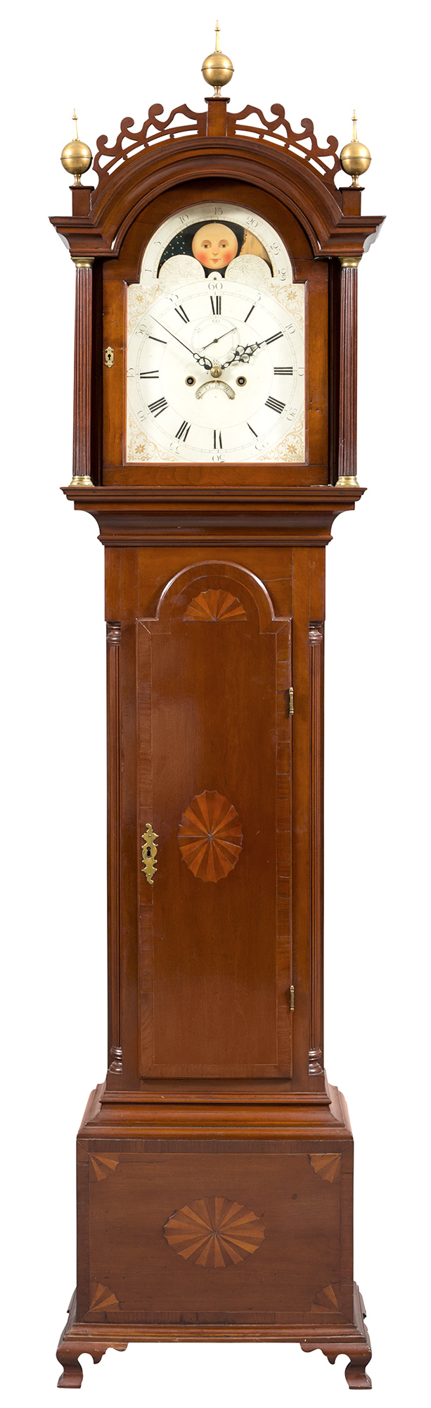 Lot image - Federal Inlaid Cherrywood Tall Case Clock