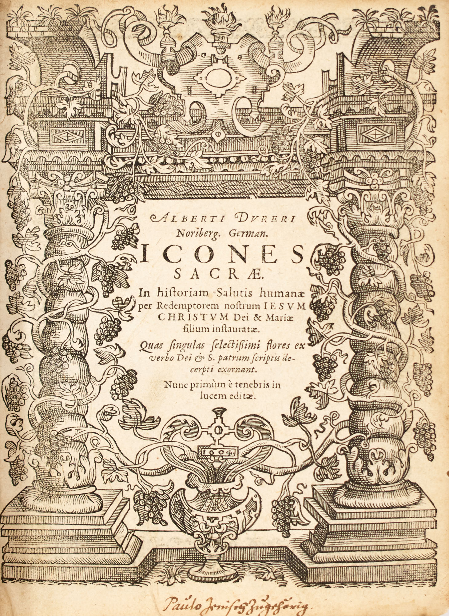 Lot image - [DURER--ALTDORFER]  DUERER, ALBRECHT. Icones sacrae. In historiam Salutis humanae per Redemptorem nostrum Jesum Christum Dei et Mariae filium instauratae ... Nunc primum e tenebris in lucem editae.